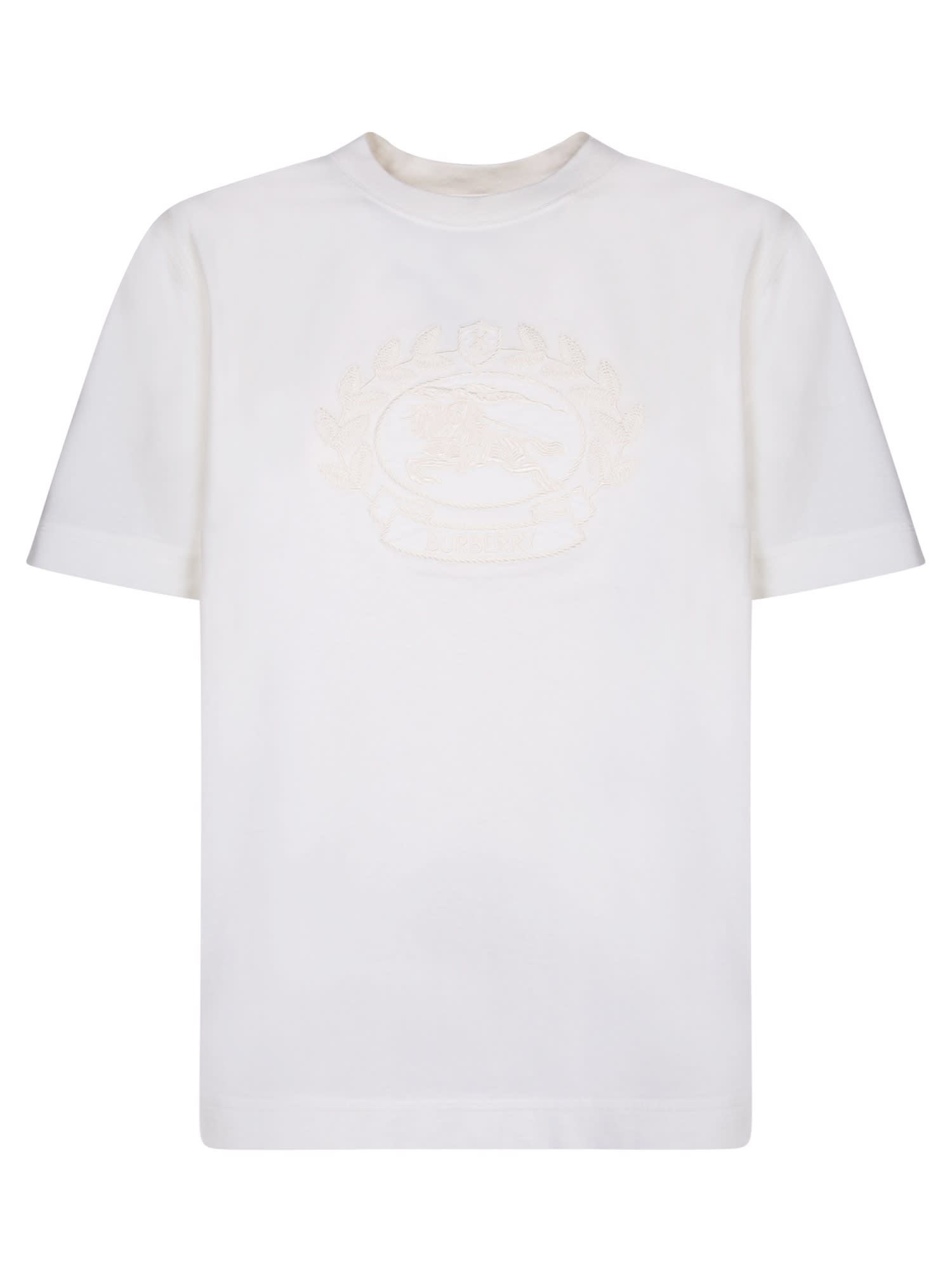 Shop Burberry Ivory Logo Jersey T-shirt In White