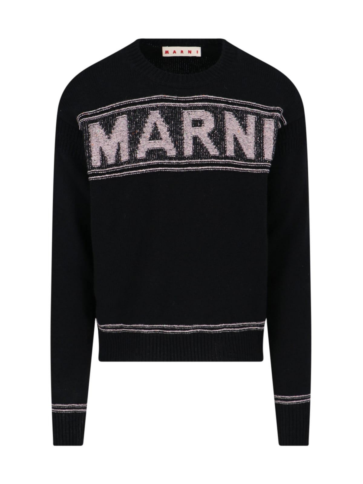 Shop Marni Logo Crewneck Jumper In Blue