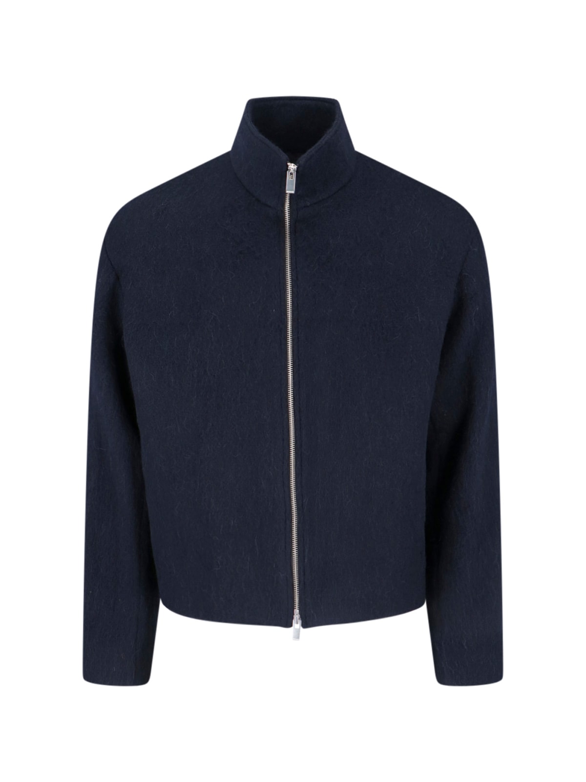 Tonywack Blue Jacket With High Neck And Dropped Shoulders In Wool Man In Blue