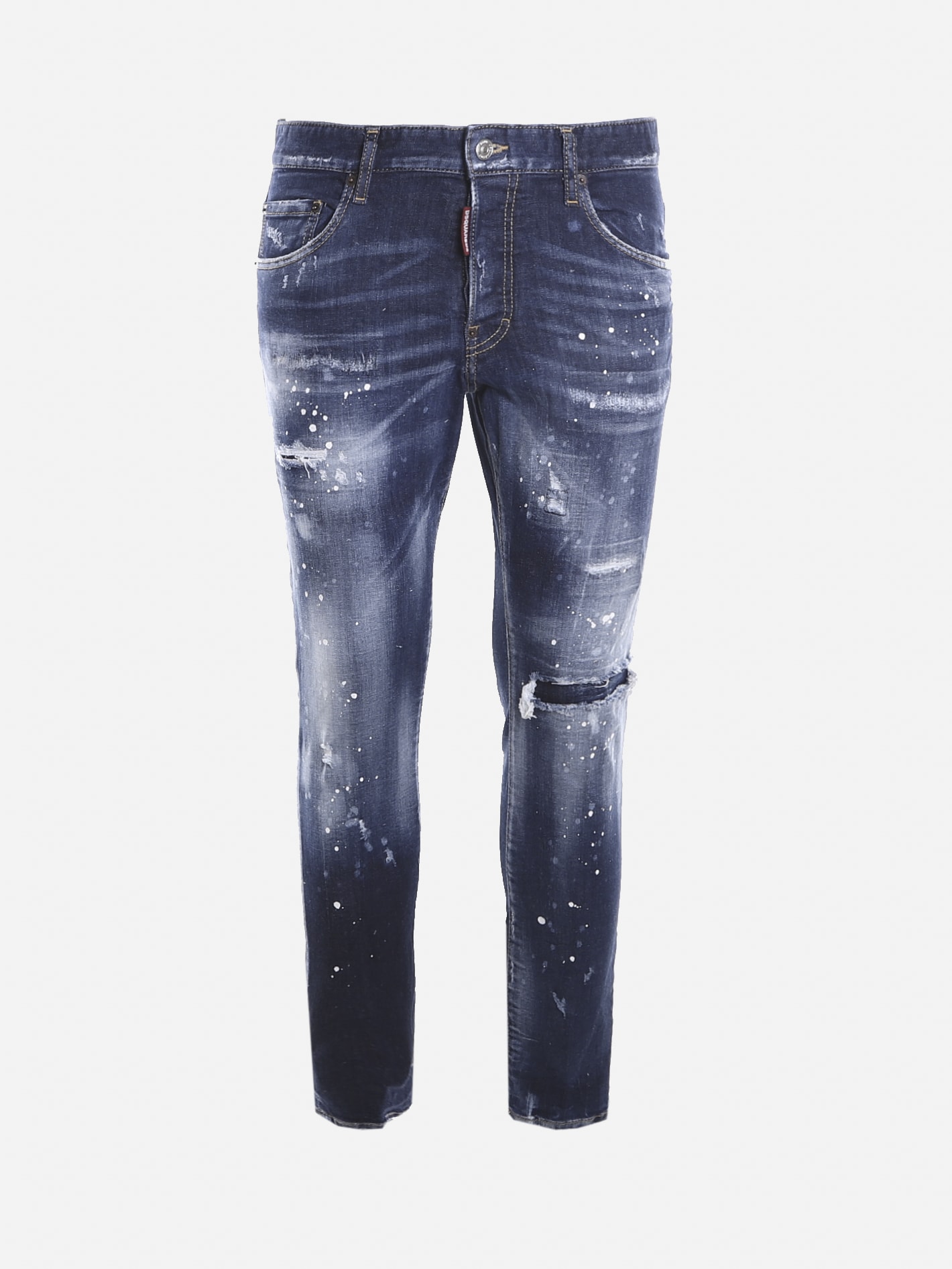 Dsquared2 Stretch Cotton Skater Jeans With Destroyed Detail