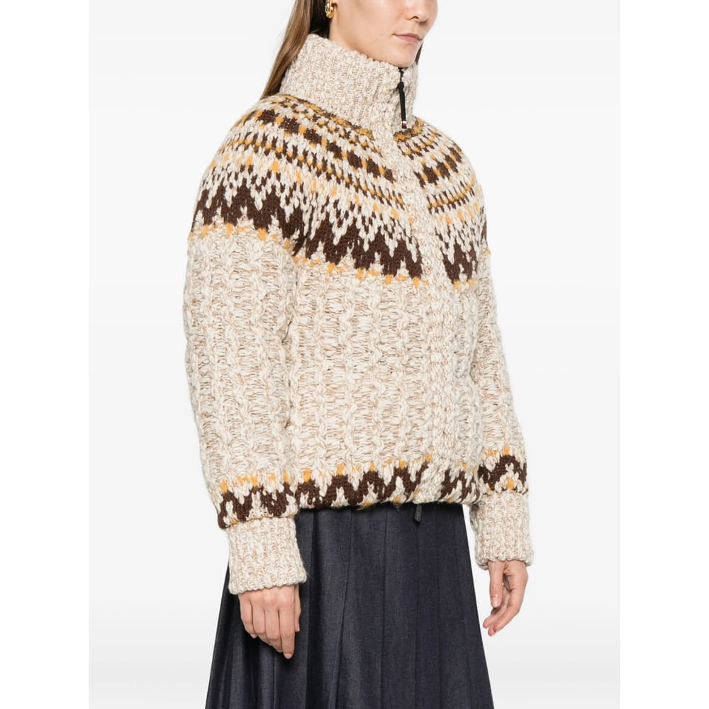 Moncler Girose Down-paneled Wool-blend Zip-up Cardigan In Neutral