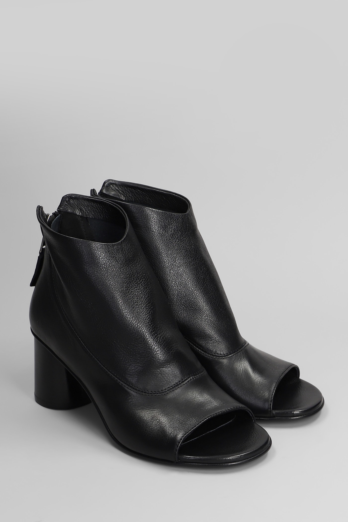 Elena Iachi High Heels Ankle Boots In Black Leather In Black