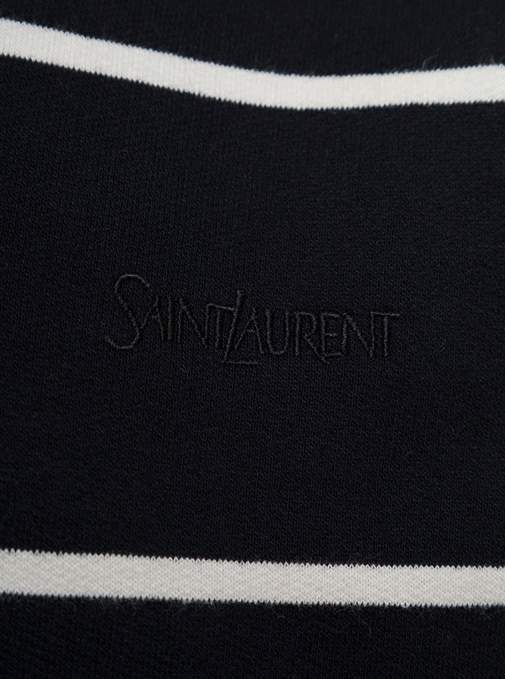Shop Saint Laurent Black Hoodie With Orizontal Stripe Motif In Cotton Man