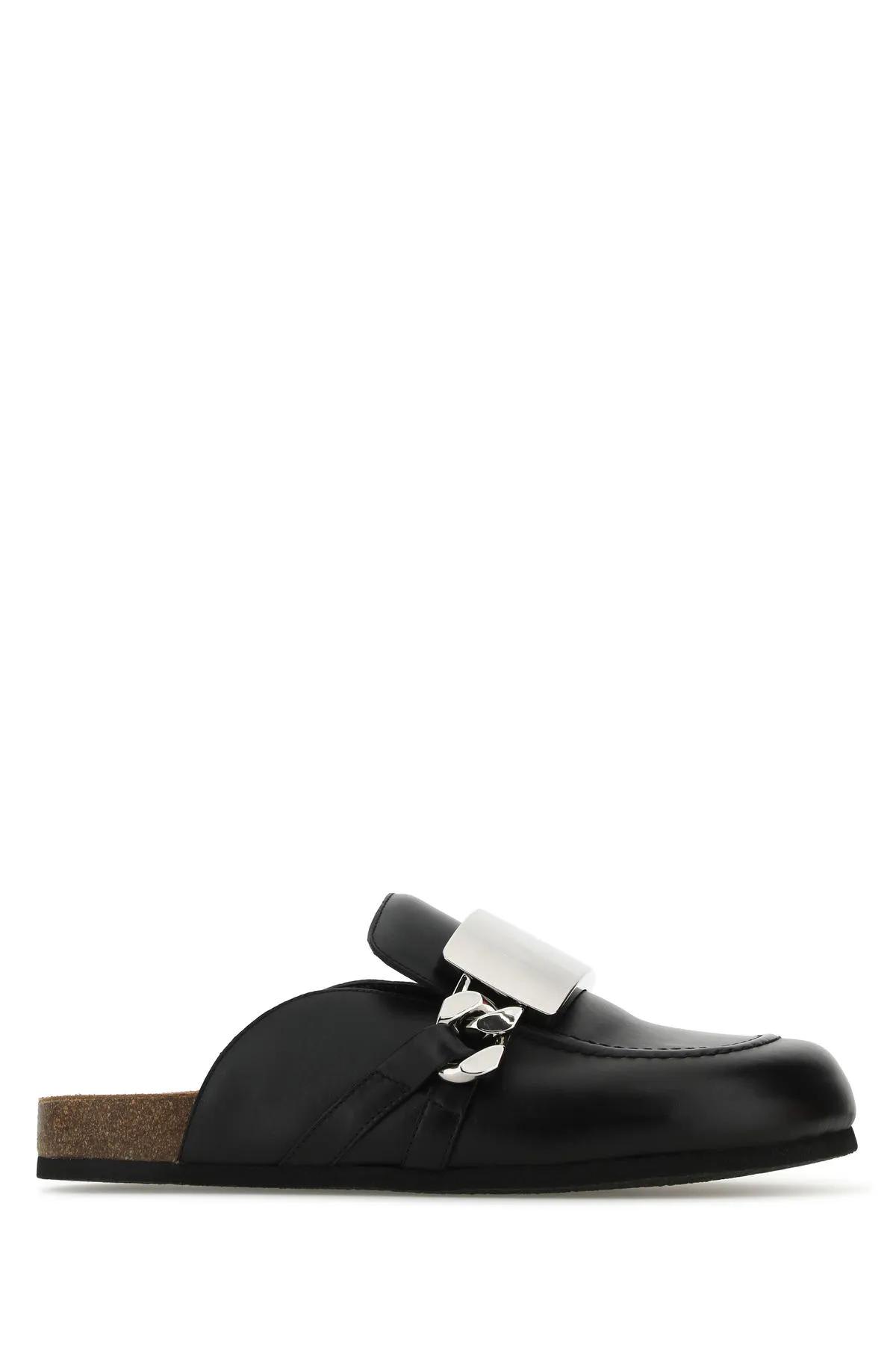 Jw Anderson Chain-detail Leather Loafers In Black | ModeSens