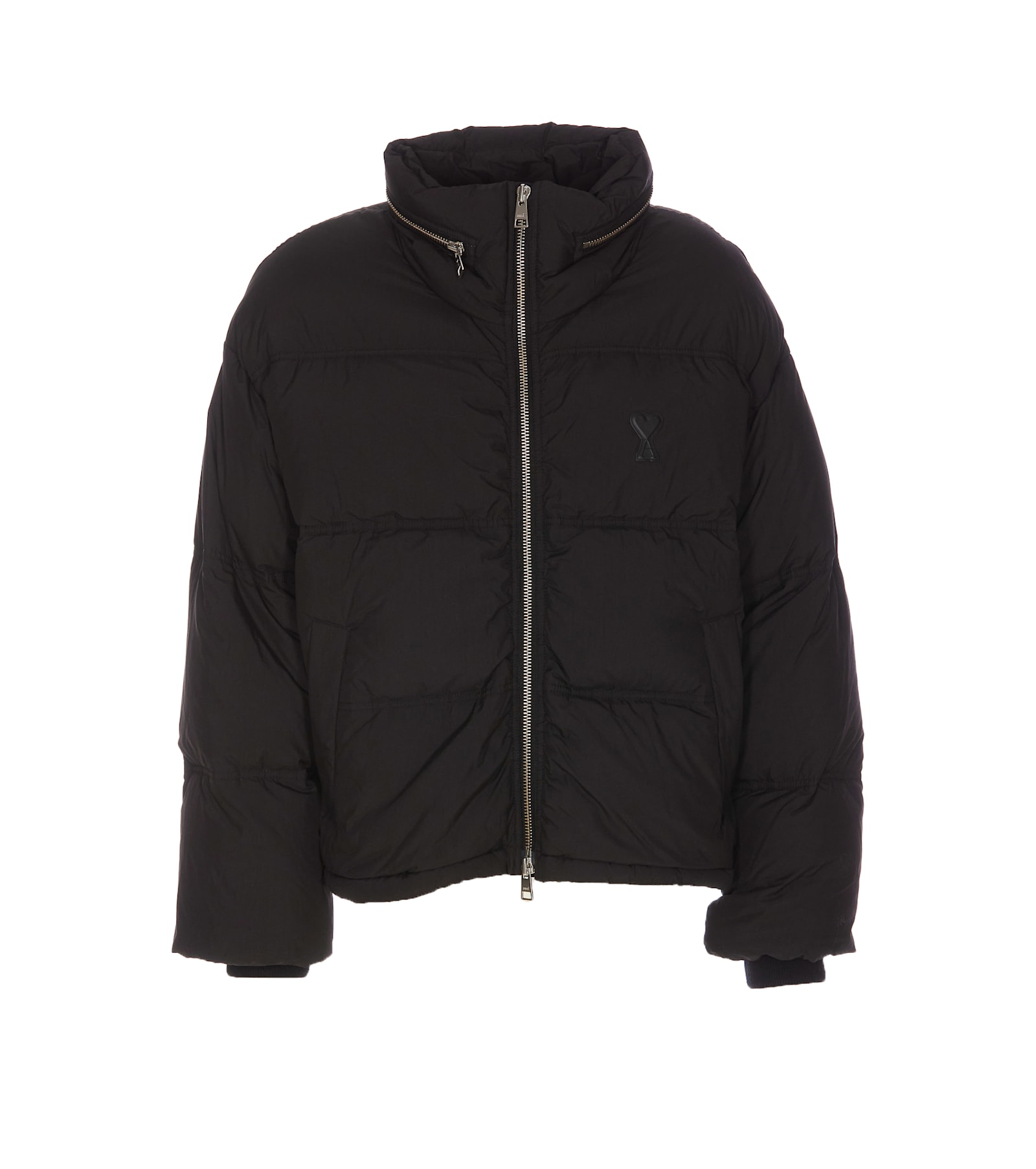 Shop Ami Alexandre Mattiussi Ami De Coeur Down Jacket In Black