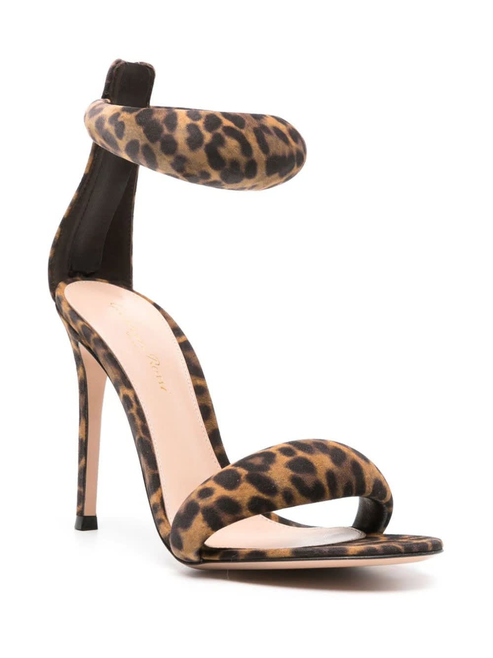 Shop Gianvito Rossi Leopard Suede Bijoux Sandals In Brown