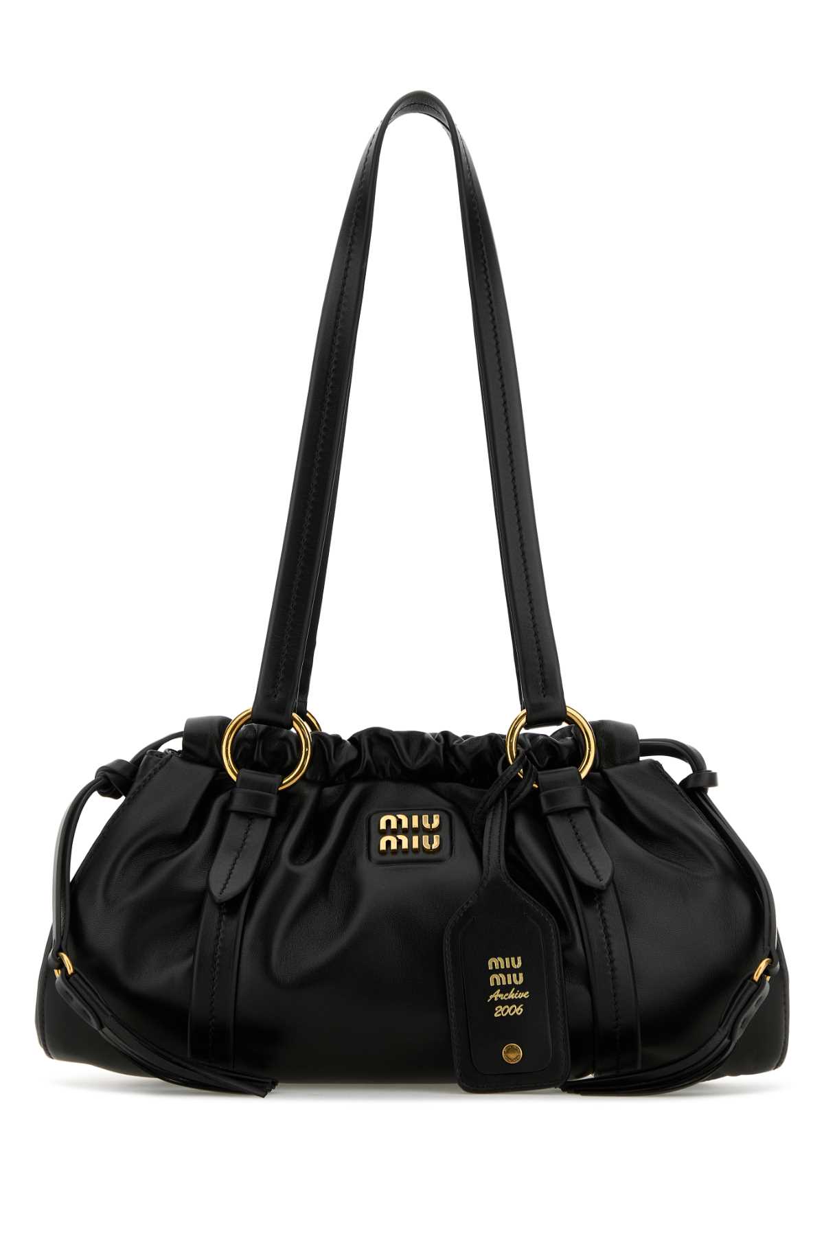 Shop Miu Miu Black Nappa Leather Joie Shopping Bag