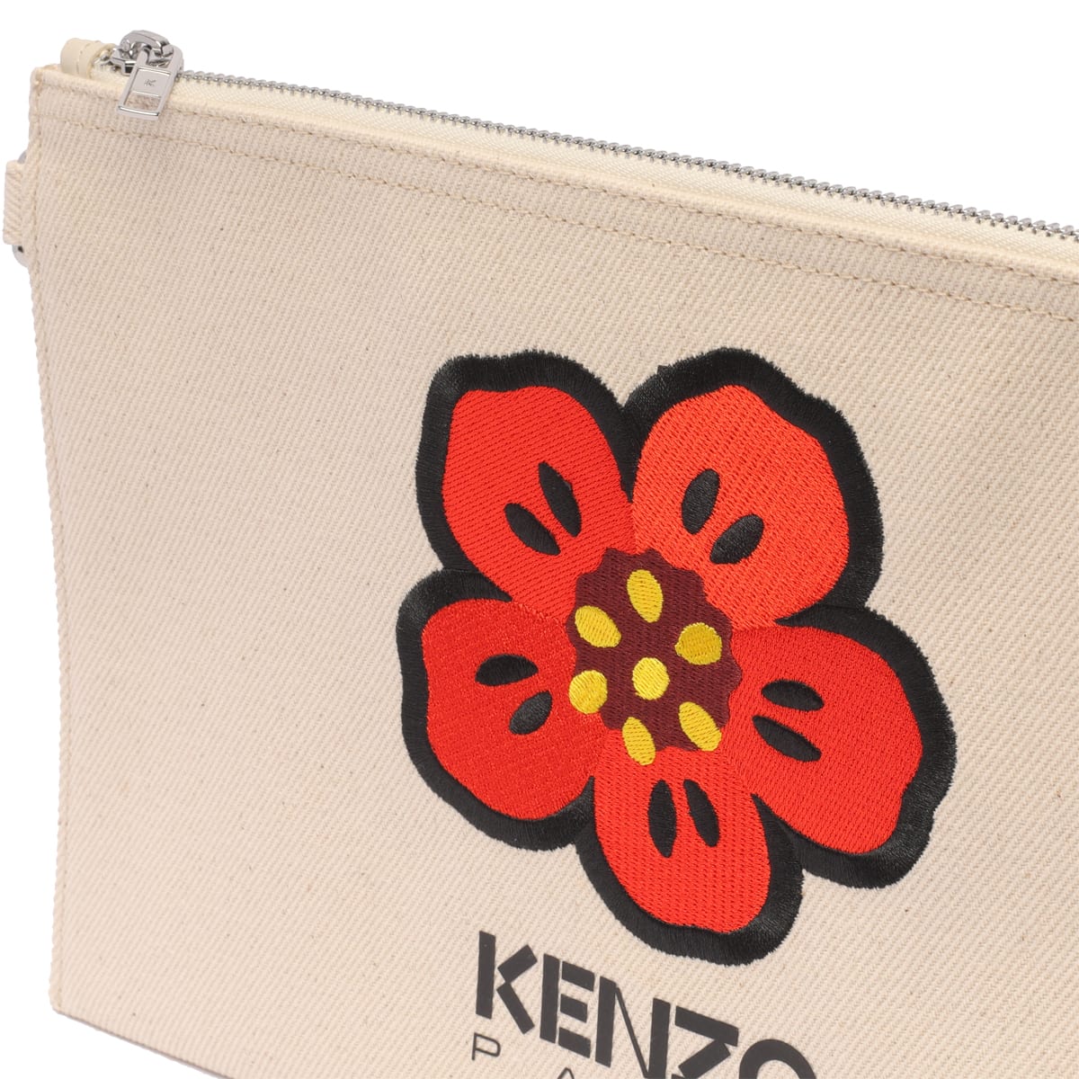 Shop Kenzo Boke Flower Large Clutch In Ecru