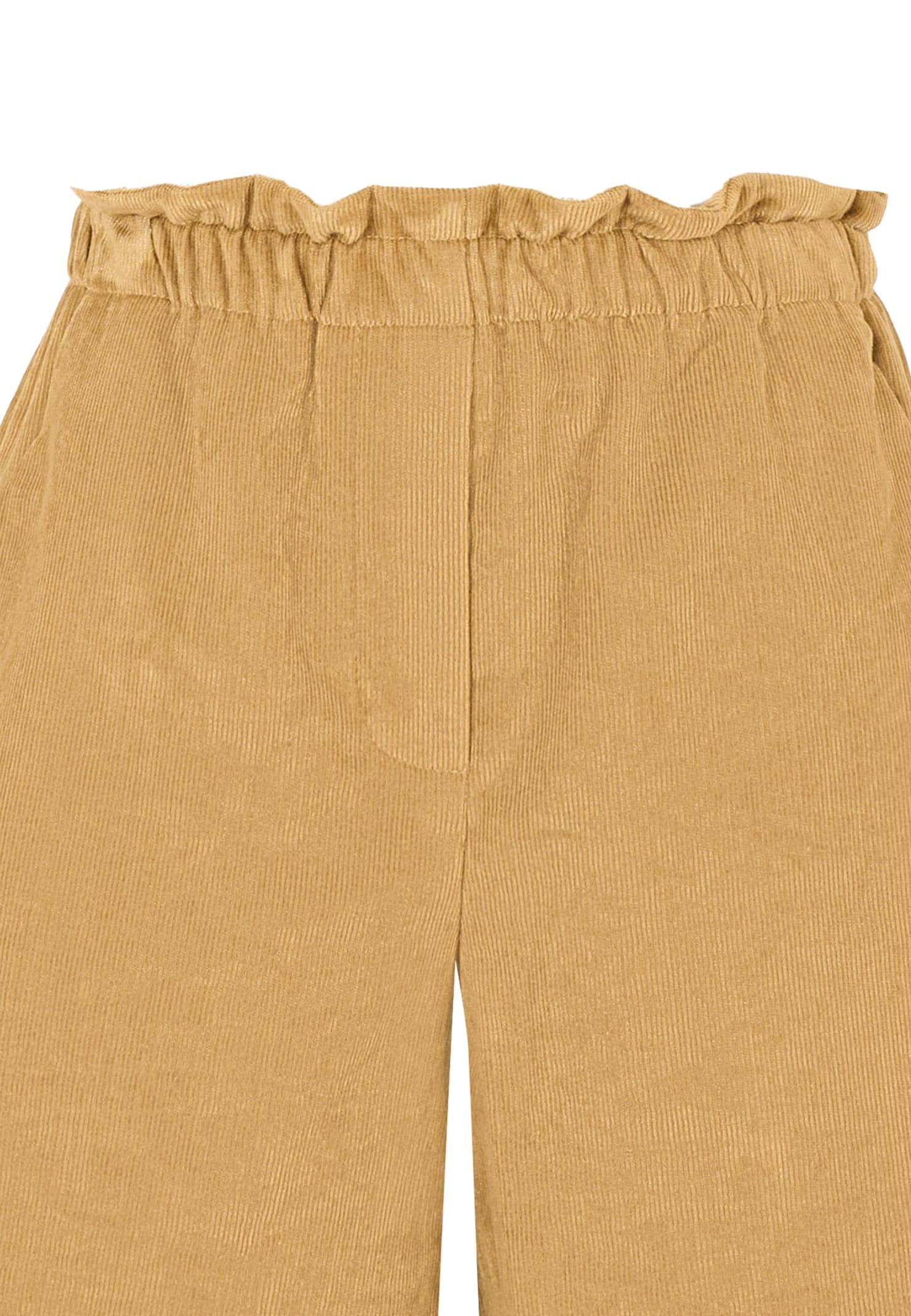 Moncler Beige Shorts For Girl With Logo In Brown