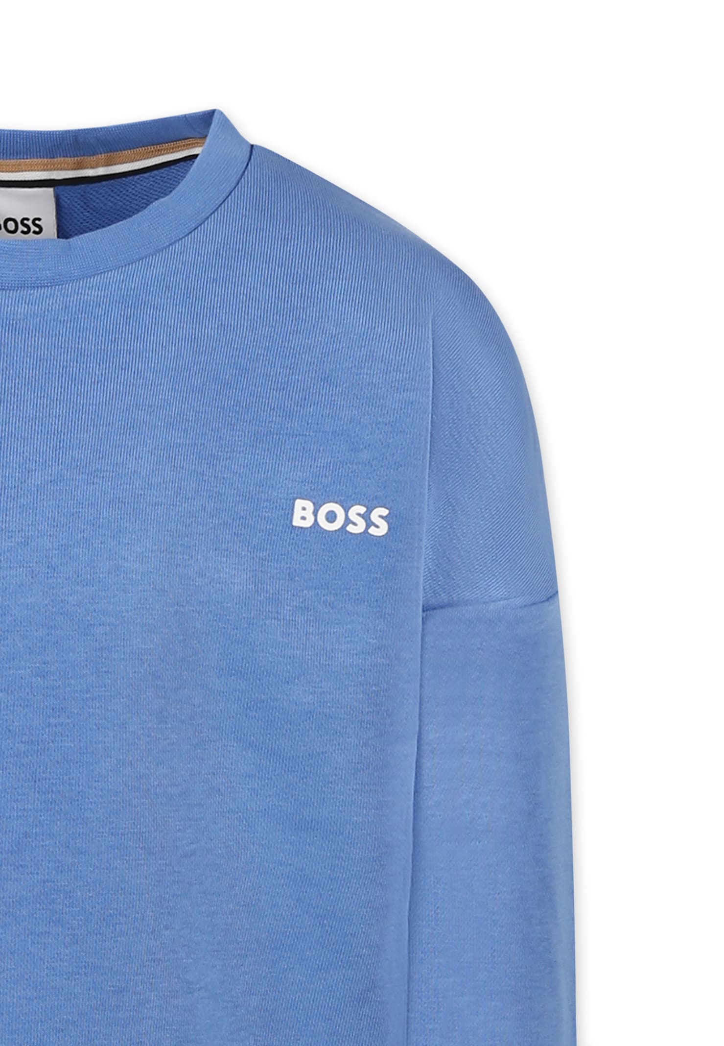 Hugo Boss Light Blue Sweatshirt For Boy With Logo In Light Blue