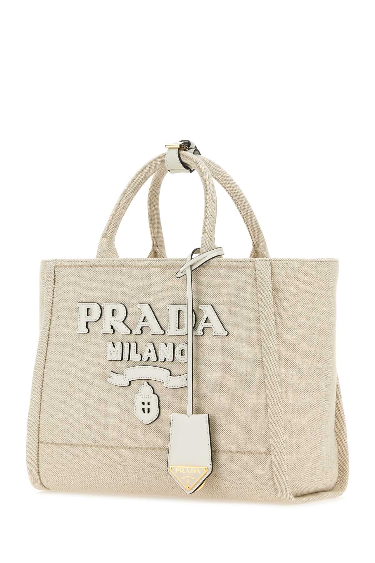 Prada Sand Canvas Shopping Bag
