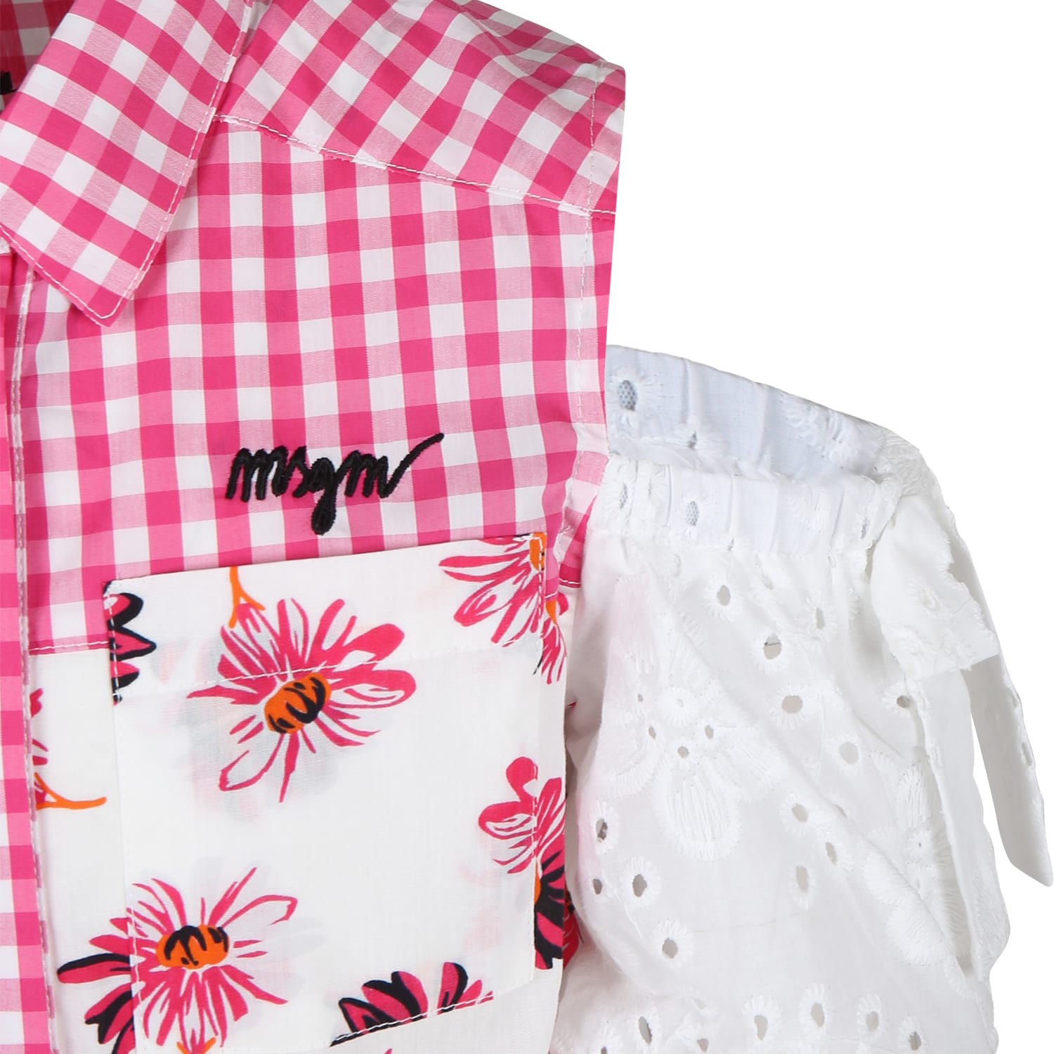 Shop Msgm White Shirt For Girl With Daisy Print