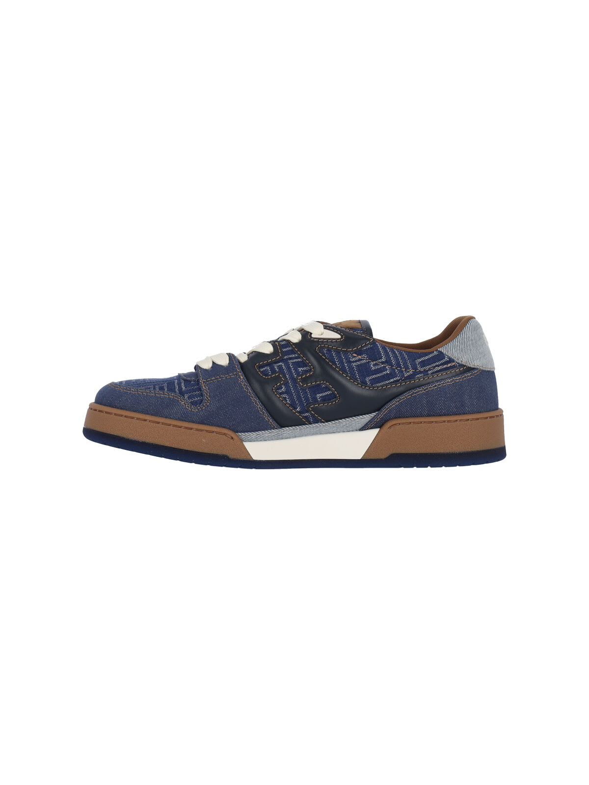 Fendi Match Denim Ff Embossed Sneakers Blue In Black