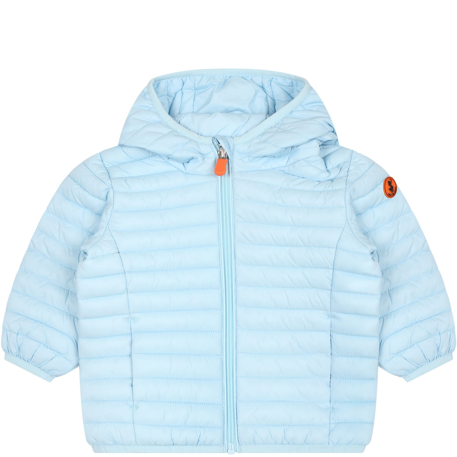 Shop Save The Duck Light Blue Nene Down Jacket For Baby Boy With Logo