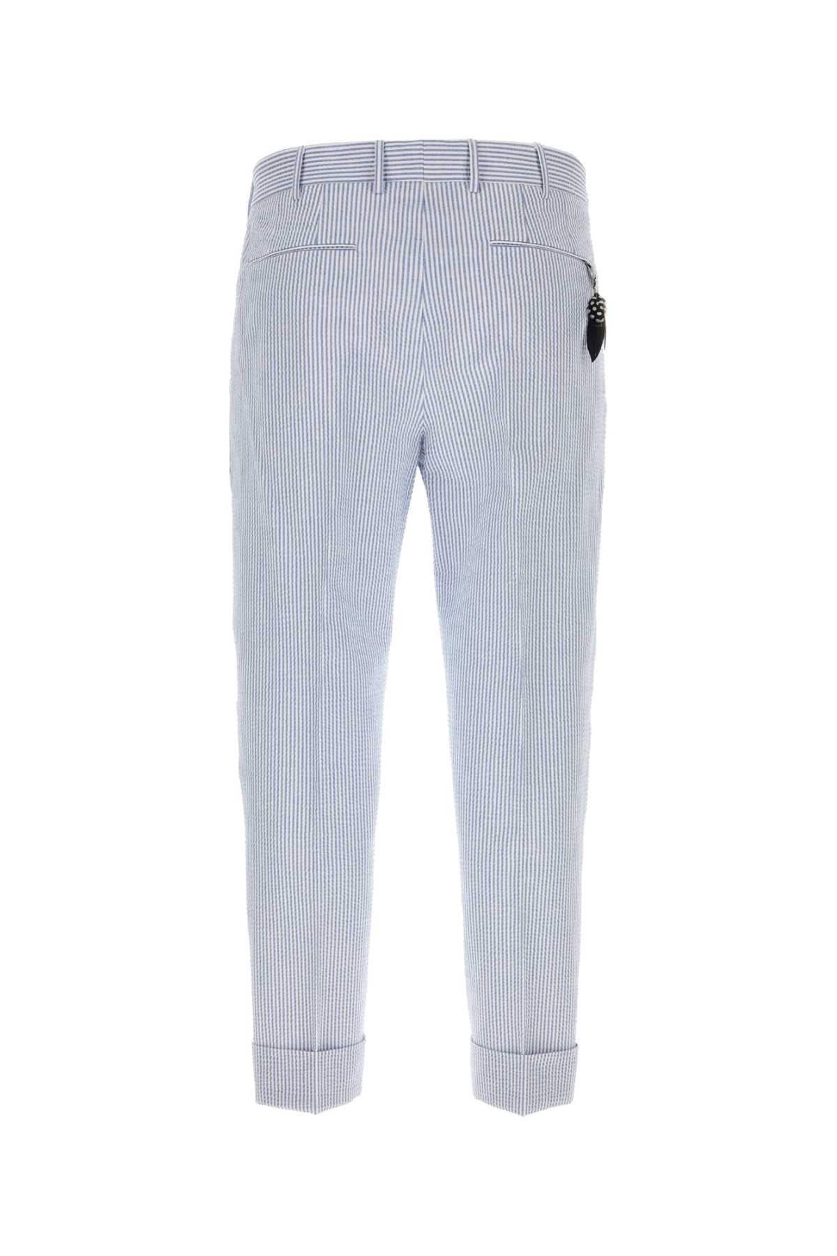 Pt01 Embroidered Stretch Cotton Pant In Azzurrrobianco