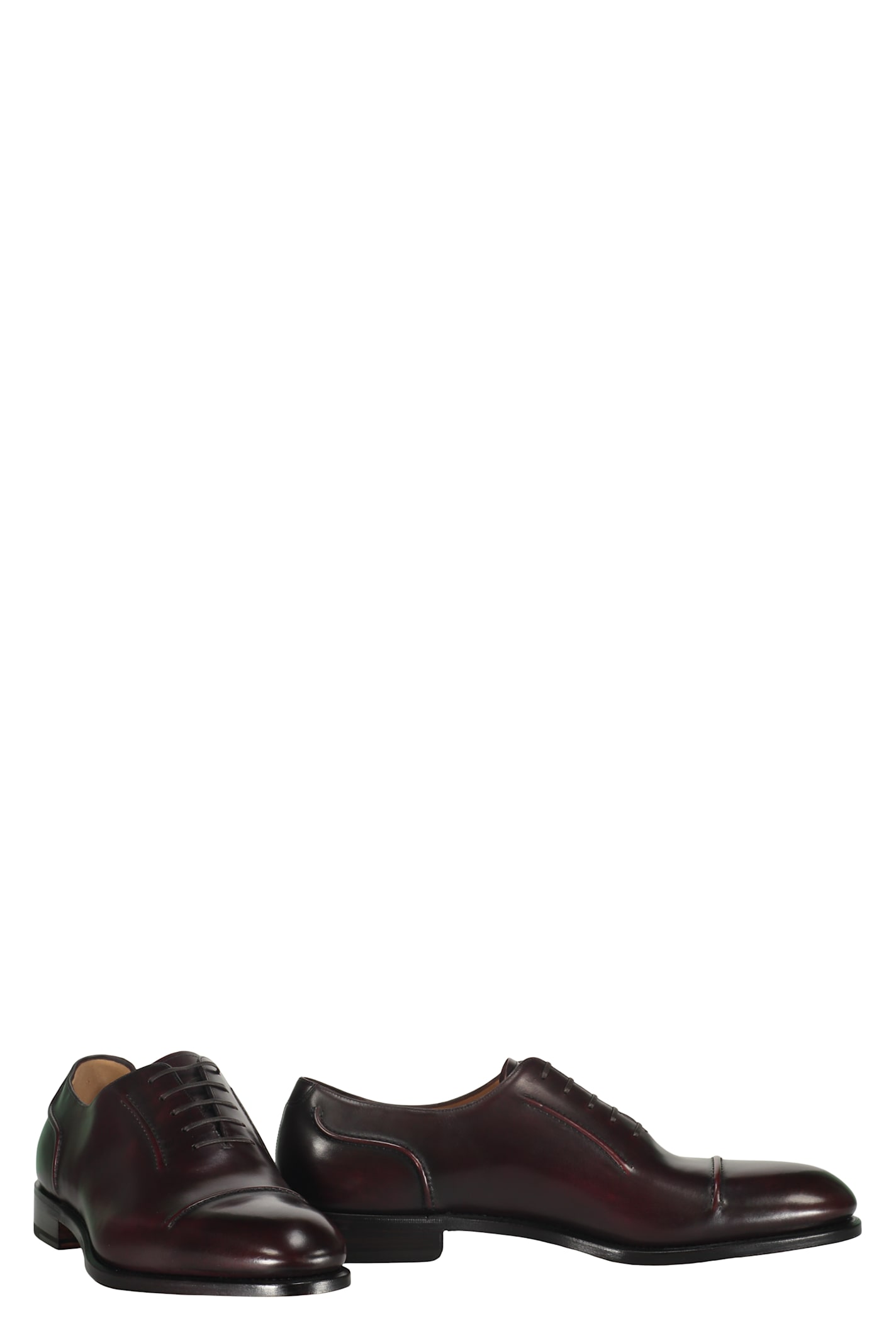 Ferragamo Leather Oxford Shoes In Brown