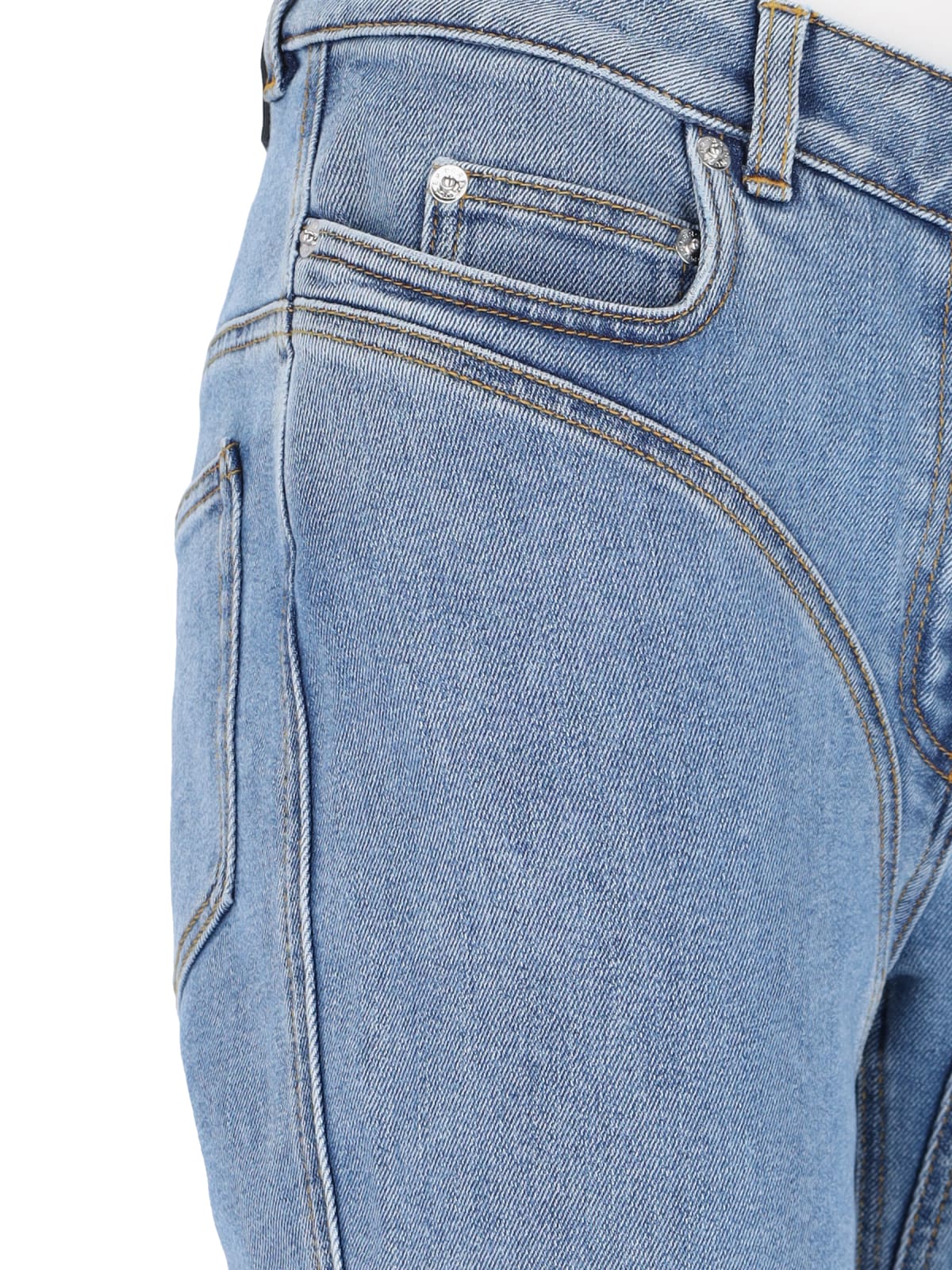 Shop Mugler Jeans Flare In Light Blue