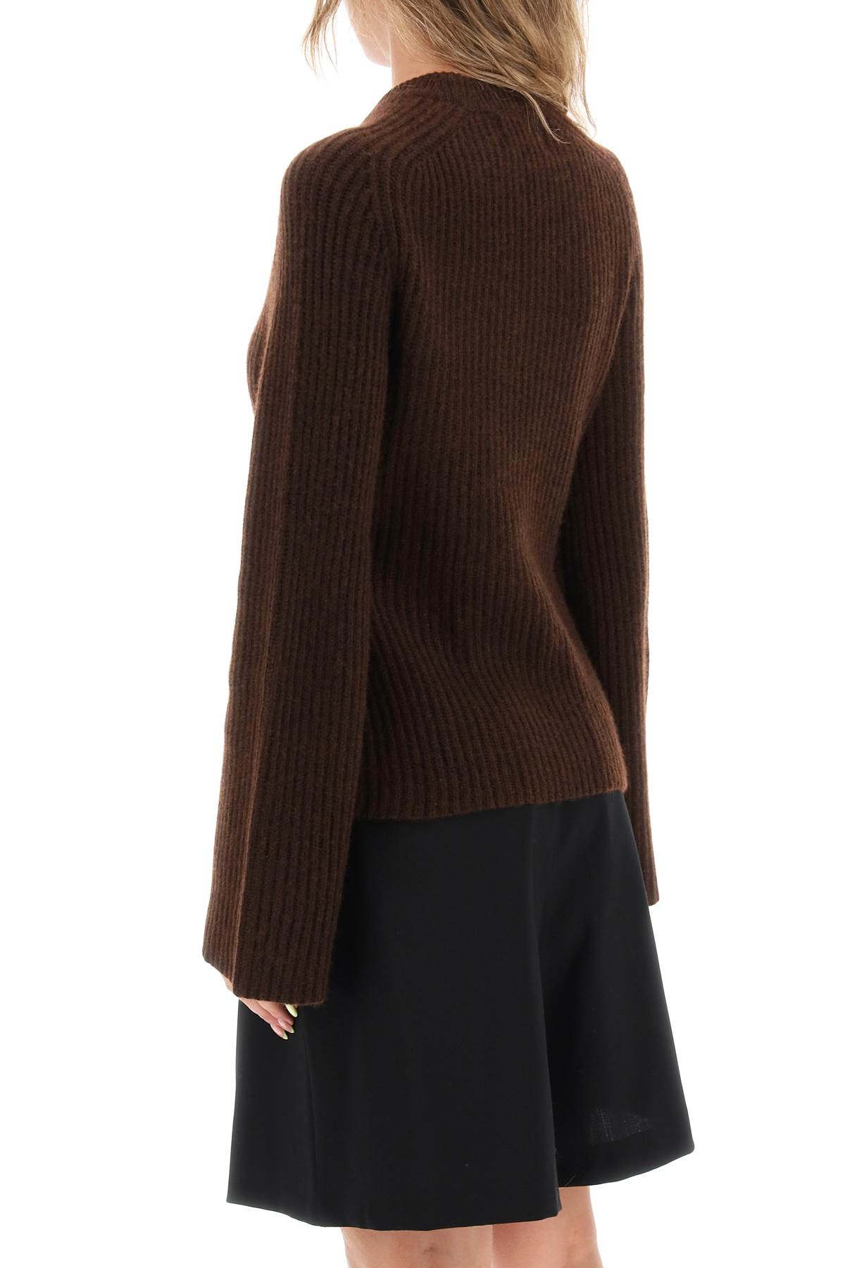 Shop Loulou Studio Kota Cashmere Sweater With Bell Sleeves In Choco Melange (brown)