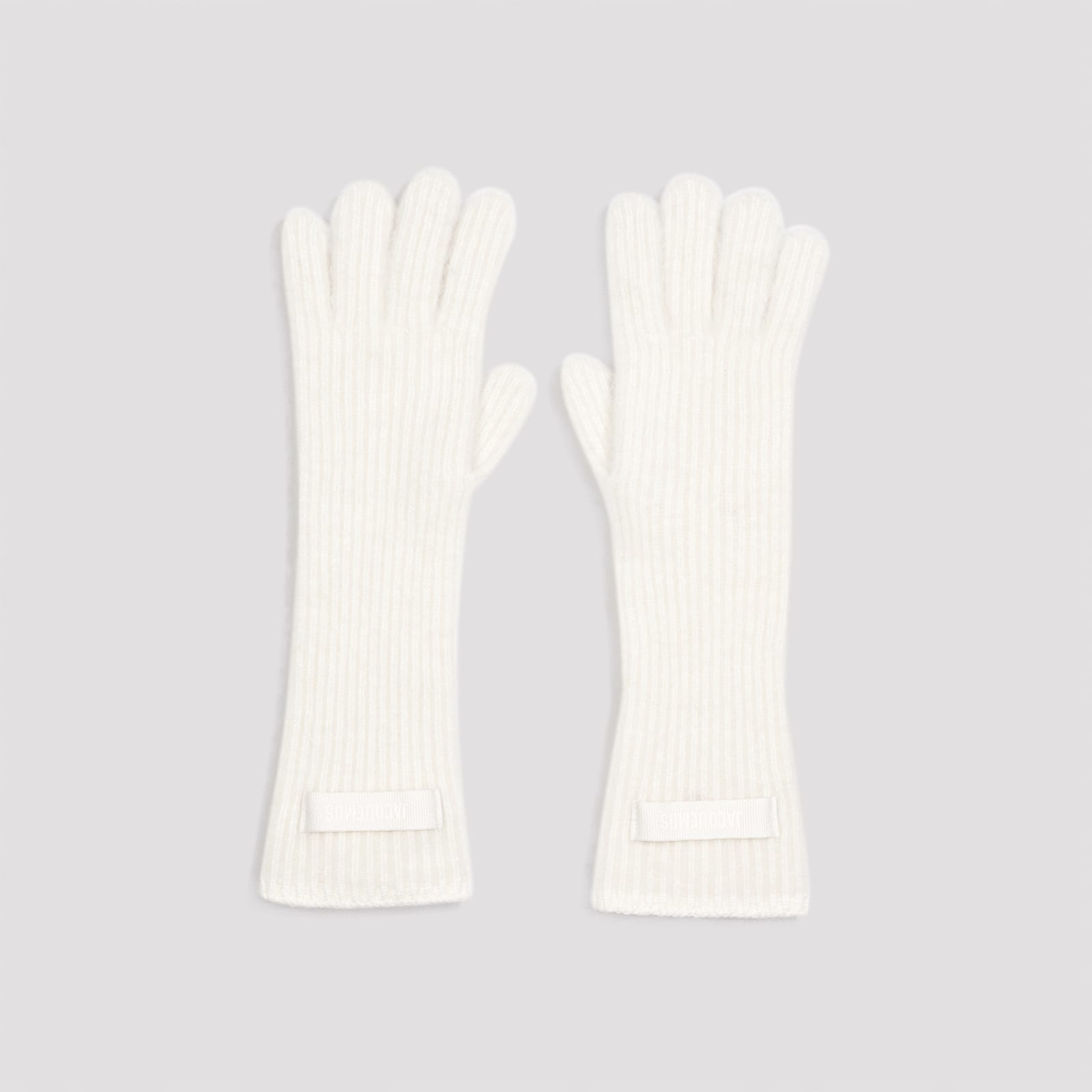 Jacquemus Grosgrain Wool Gloves In Off White