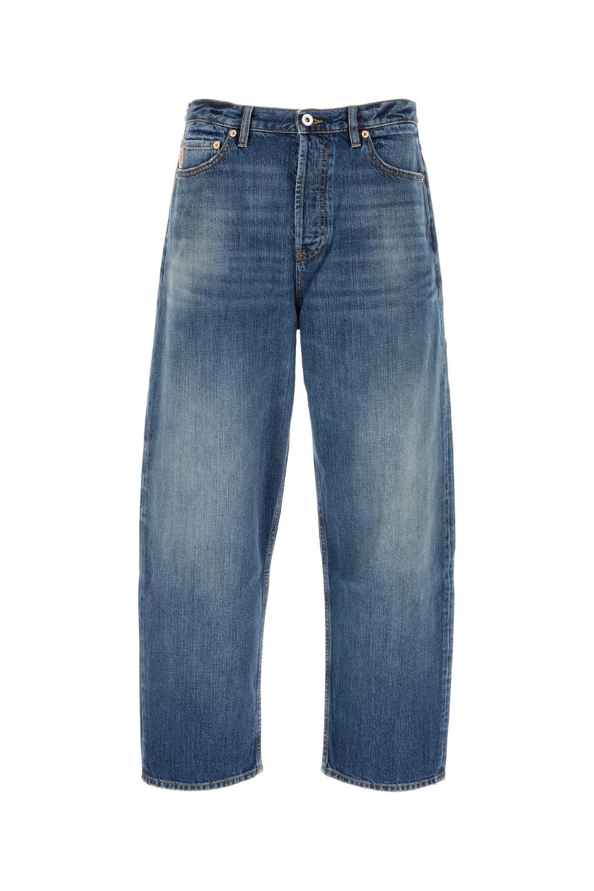 Shop Valentino Denim Wide-leg Jeans In Mediumbluedenim