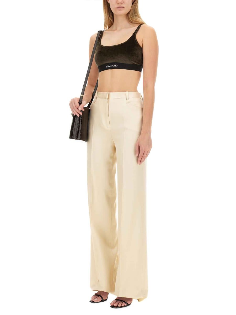 Shop Tom Ford Boot Cut Pants In Ivory