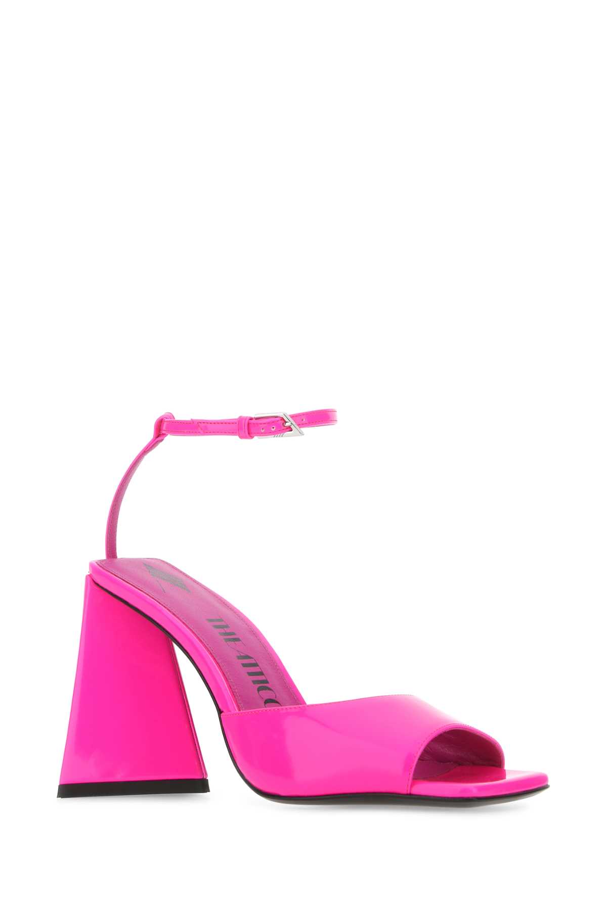 Shop Attico Fluo Pink Leather Piper Sandals In 168