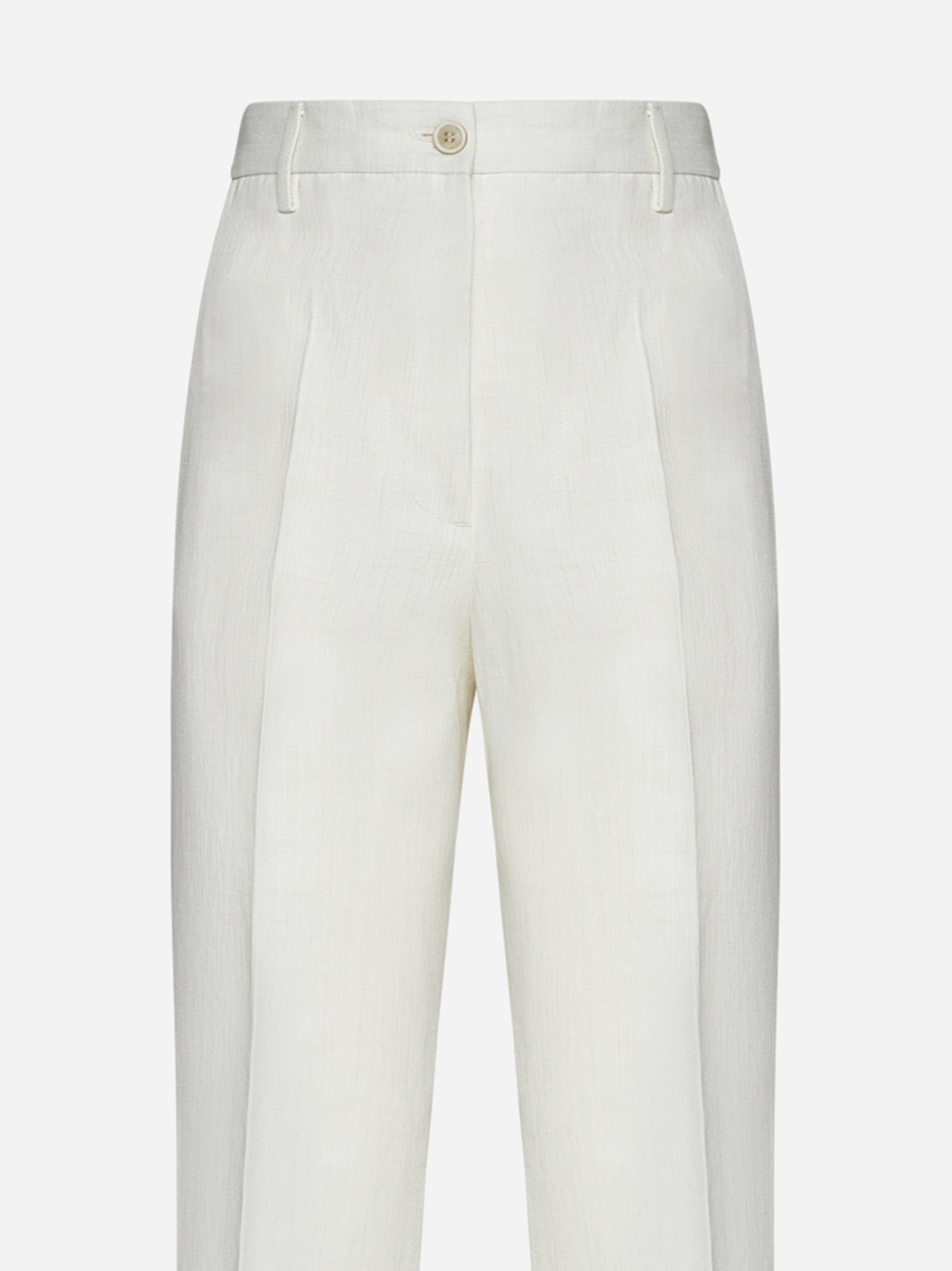 Shop Fabiana Filippi Viscose Blend Trousers In White