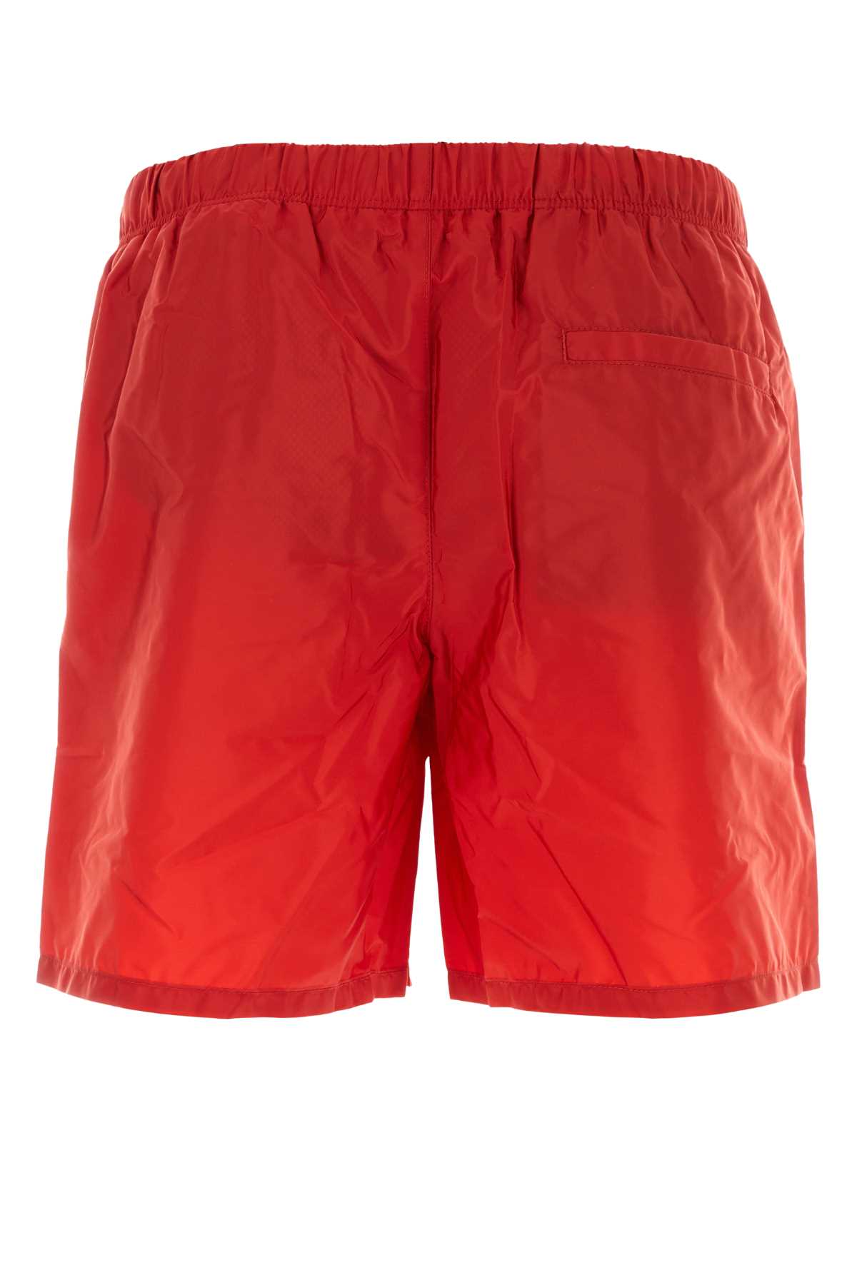 Shop Prada Red Re-nylon Swimming Shorts In Rosso