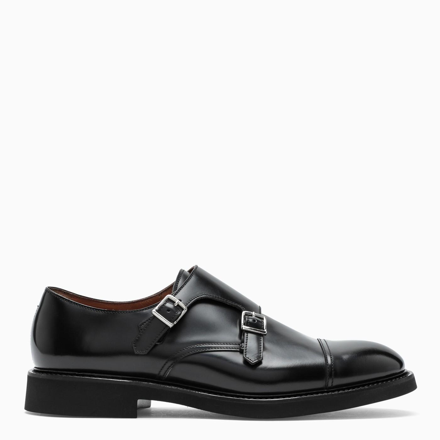 Shop Doucal's Black Derby Monk Shoes In Brown