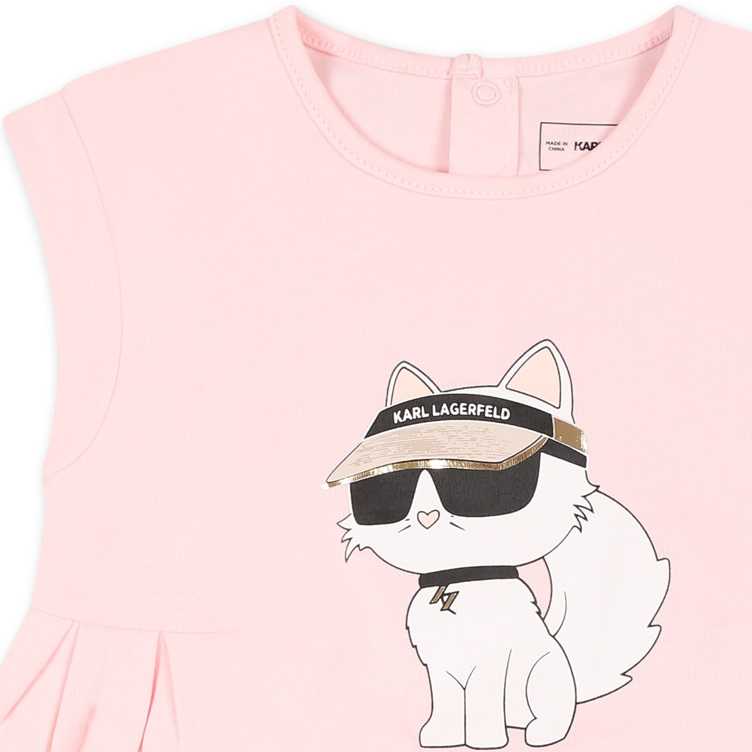 Karl Lagerfeld Pink Dress For Baby Girl With Choupette In Pink