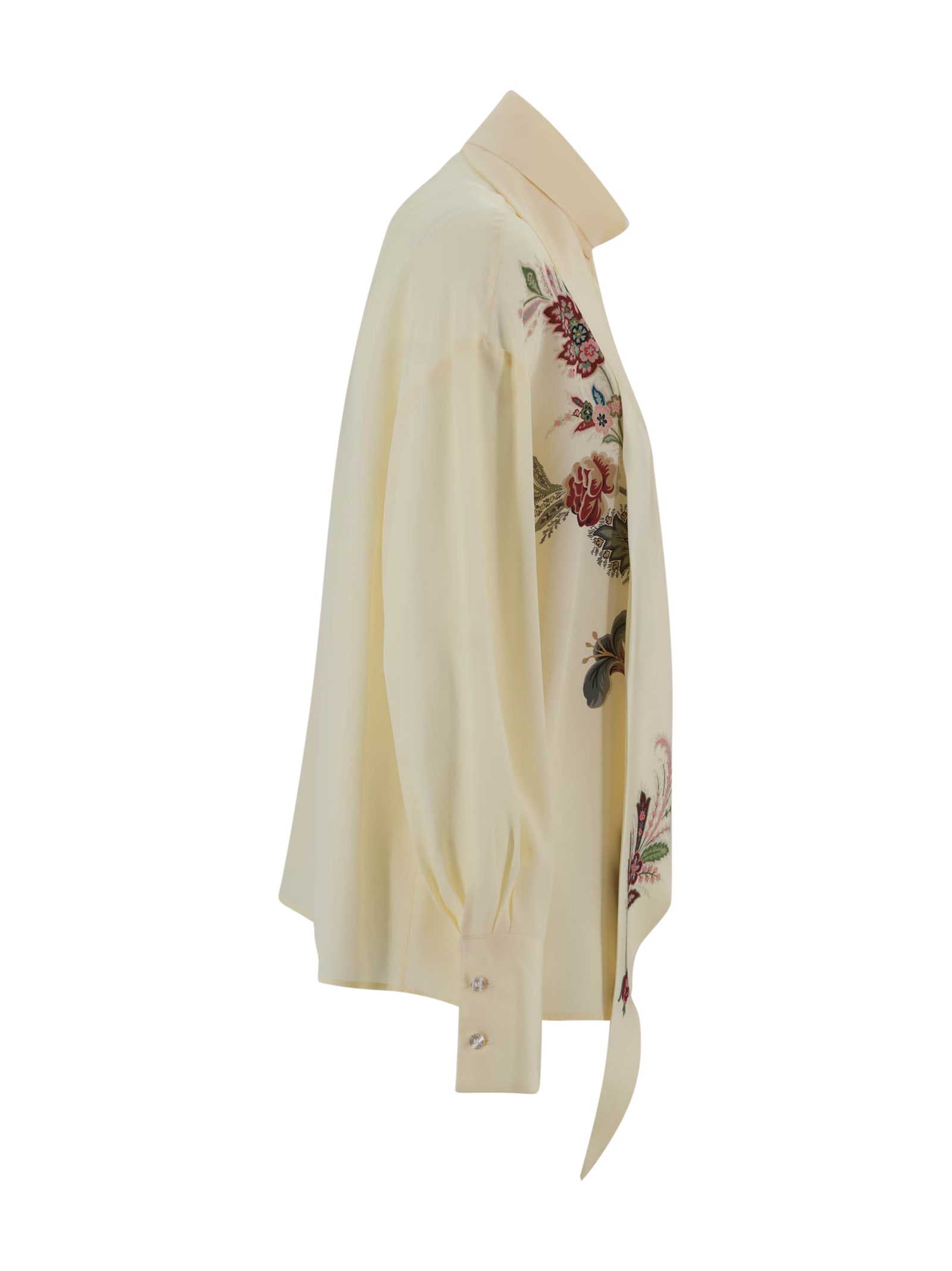 Etro Silk Blouse With Placed Print In Neutral