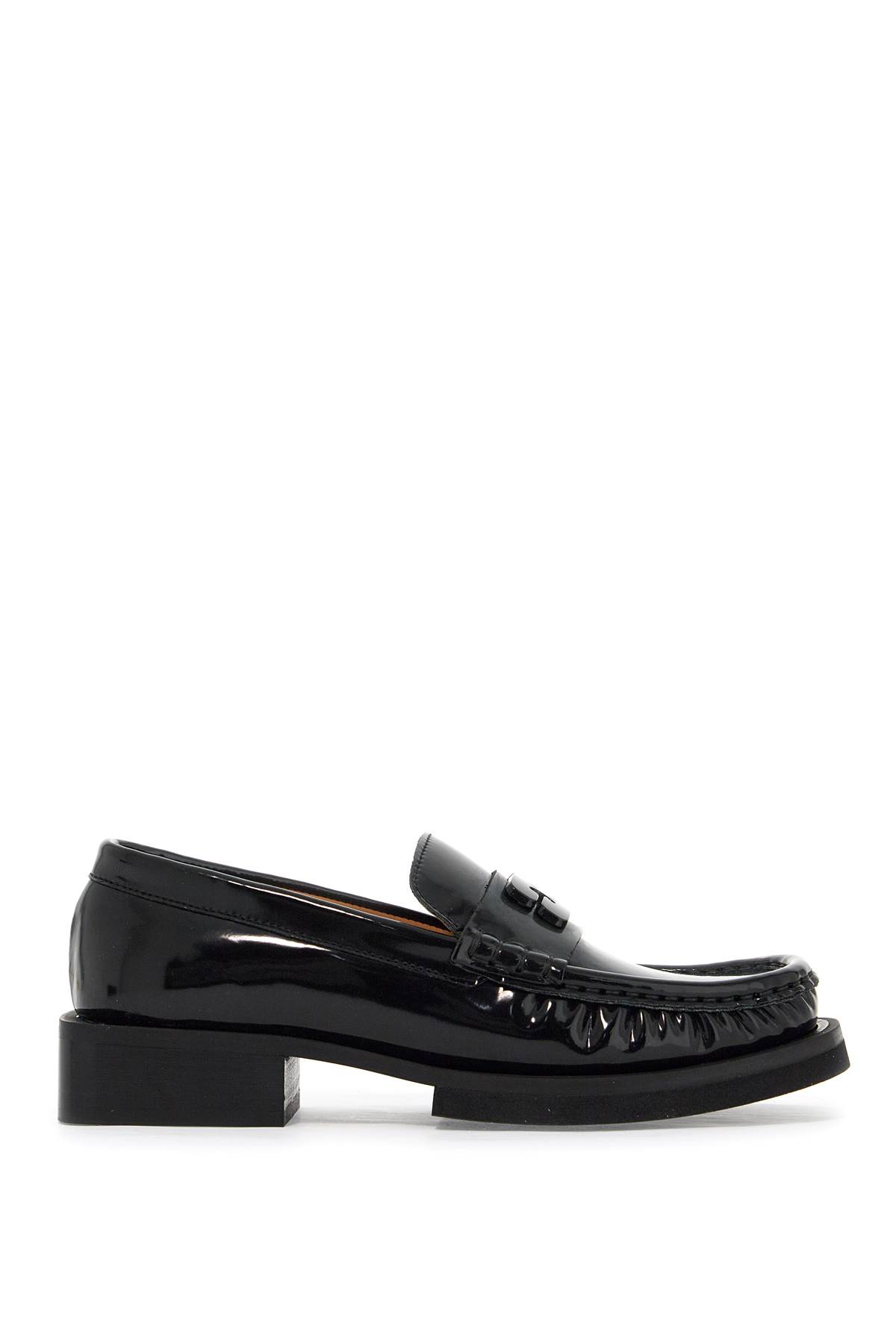 Shop Ganni Butterfly Logo Loafers In Black (black)