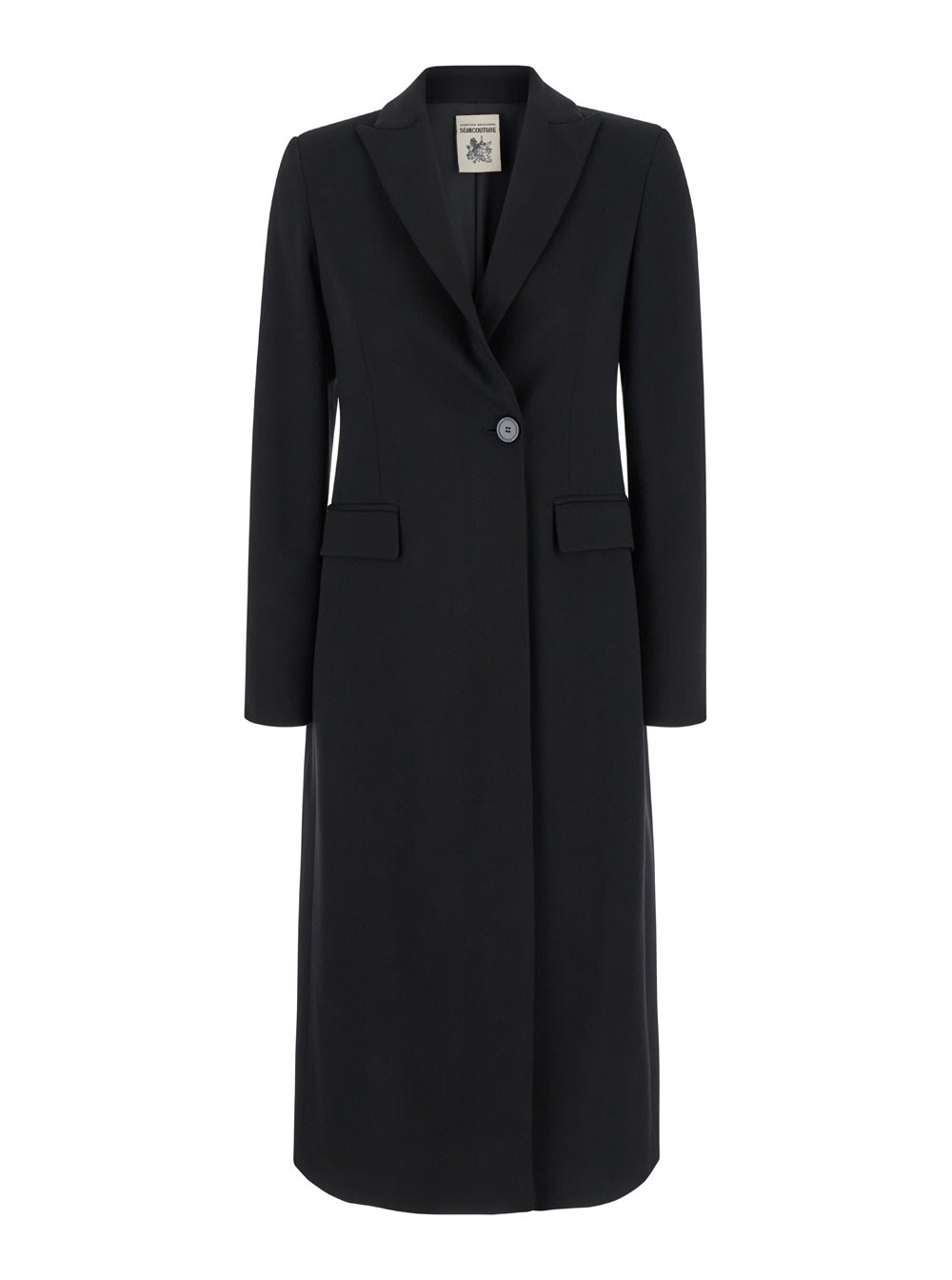 Shop Semicouture Long Punto Milano Coat In Black