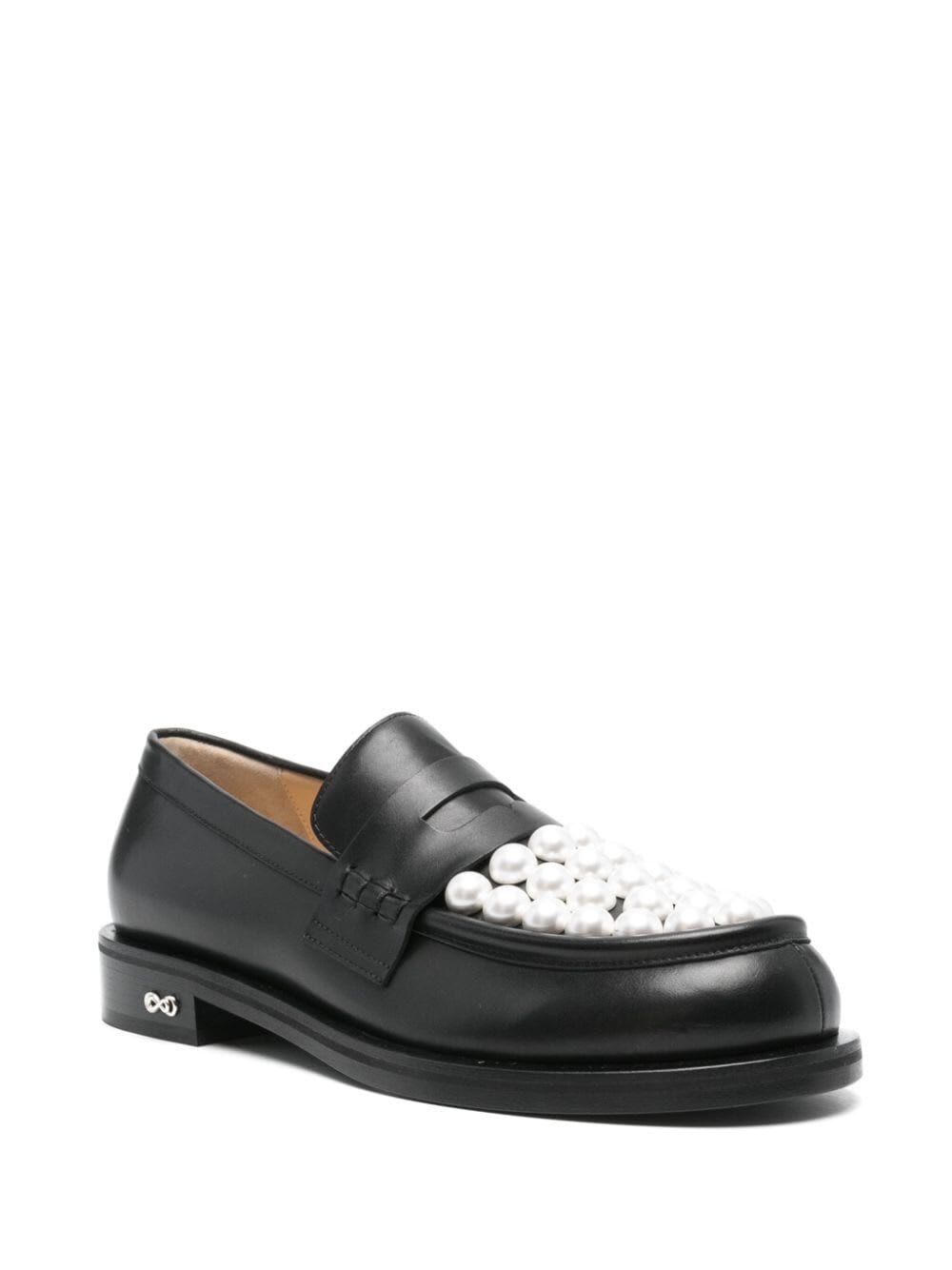 Shop Mach &amp; Mach Sirene Bicolour Pearl Loafers In Black And White