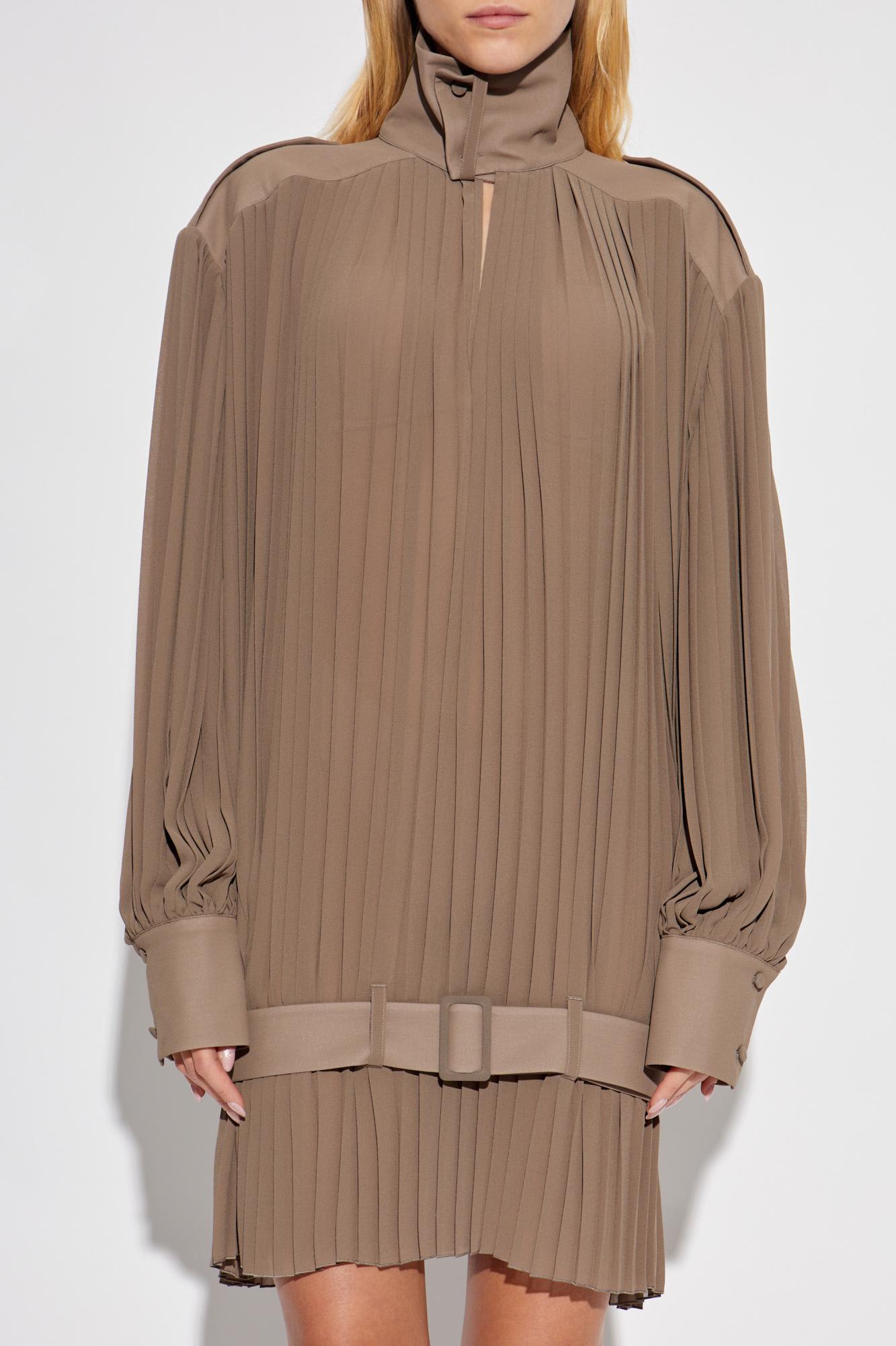 Mm6 Maison Margiela Pleated Dress In Brown