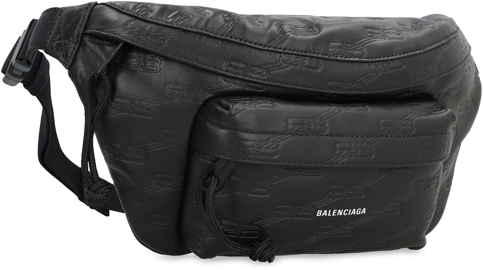 Shop Balenciaga Signature Leather Belt Bag In Black