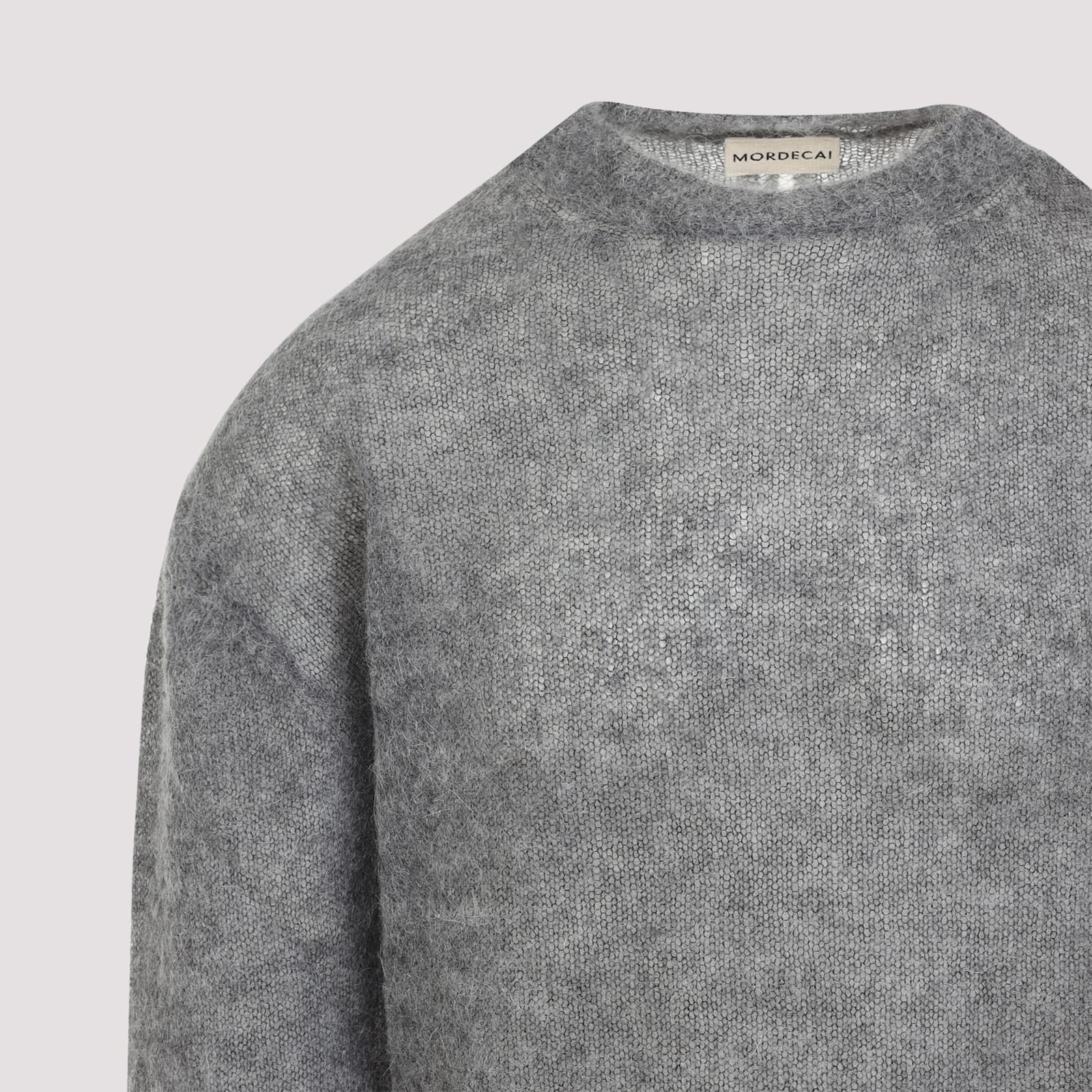 Mordecai Grey Melange Mohair Crewneck Sweater In Gray