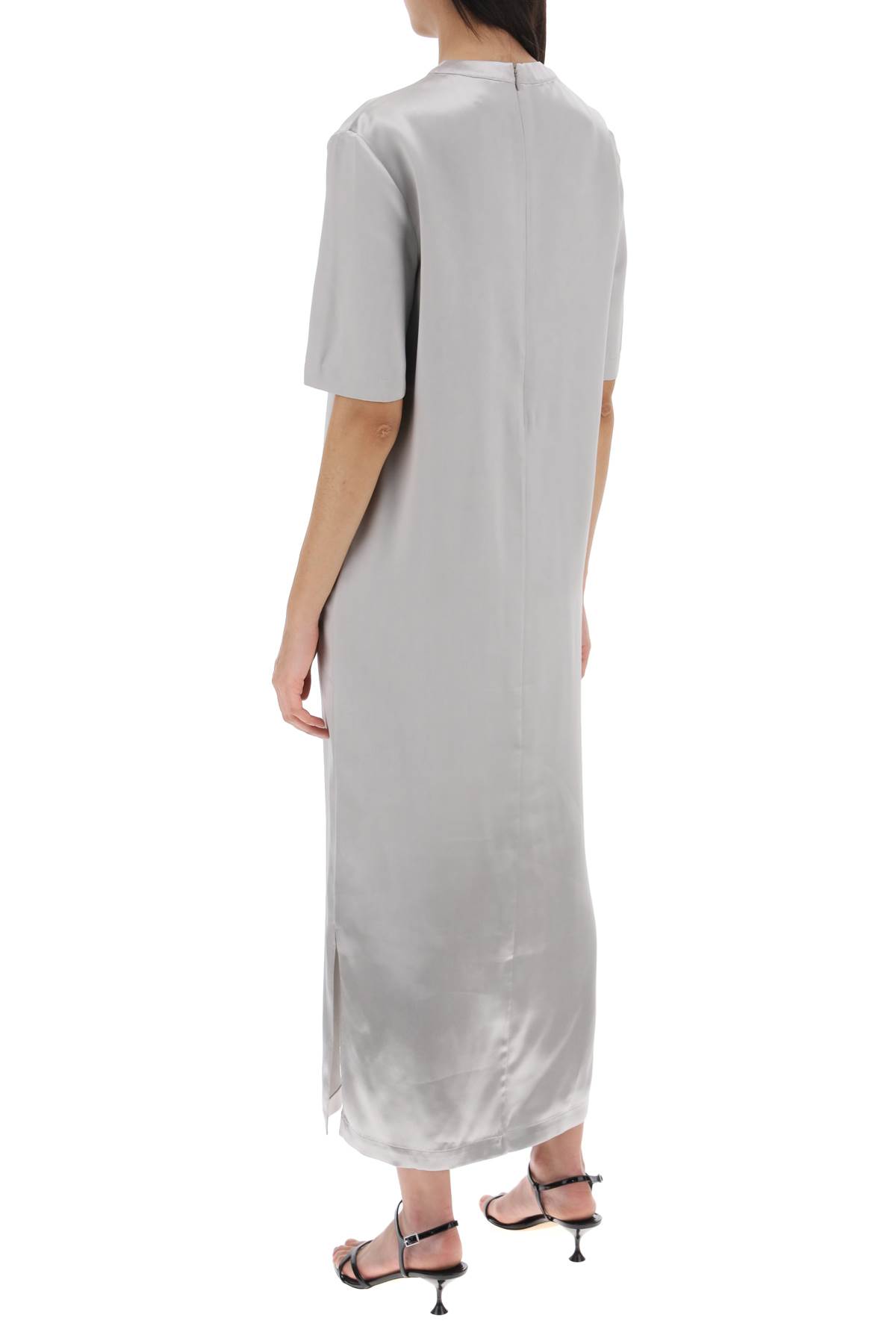 Shop Loulou Studio Silk Maxi Dress Tuga In Silver Grey (grey)