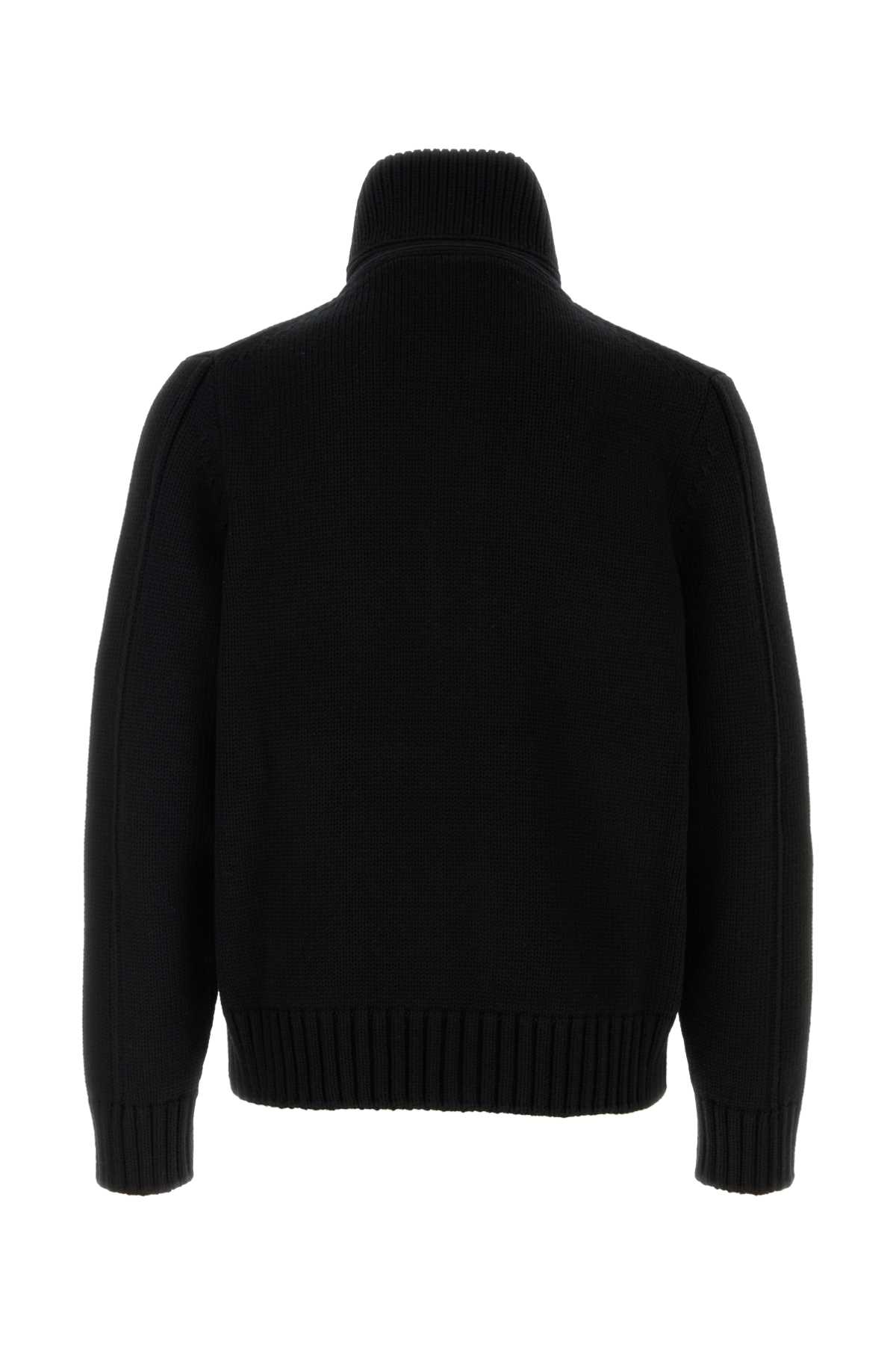 Tom Ford Wool Sweater With Front Pockets And High Collar In Black