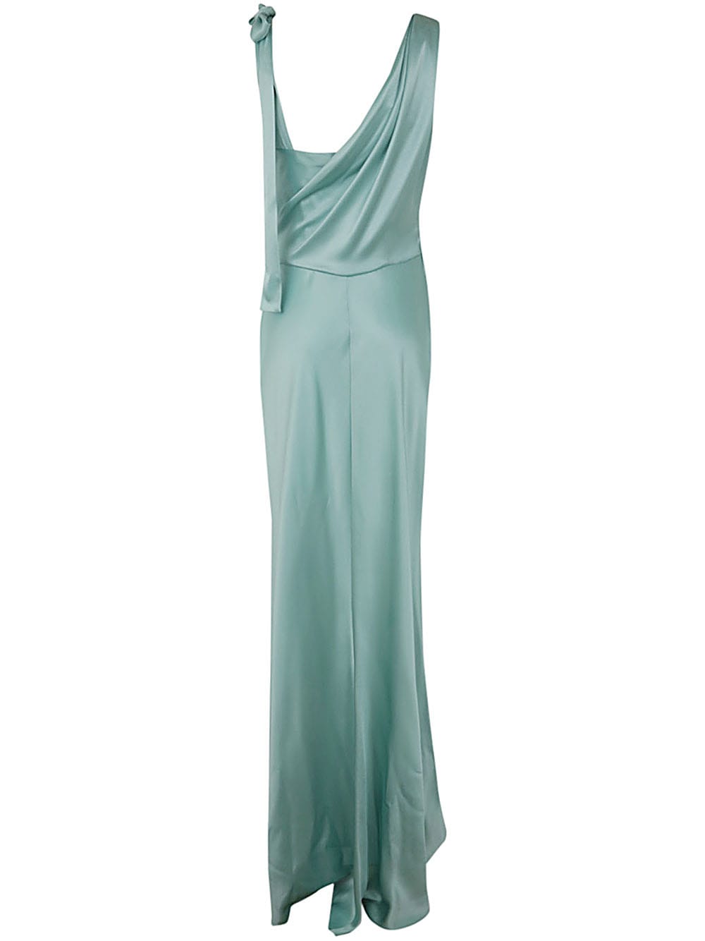 Shop Alberta Ferretti Satin Long Dress In Light Blue