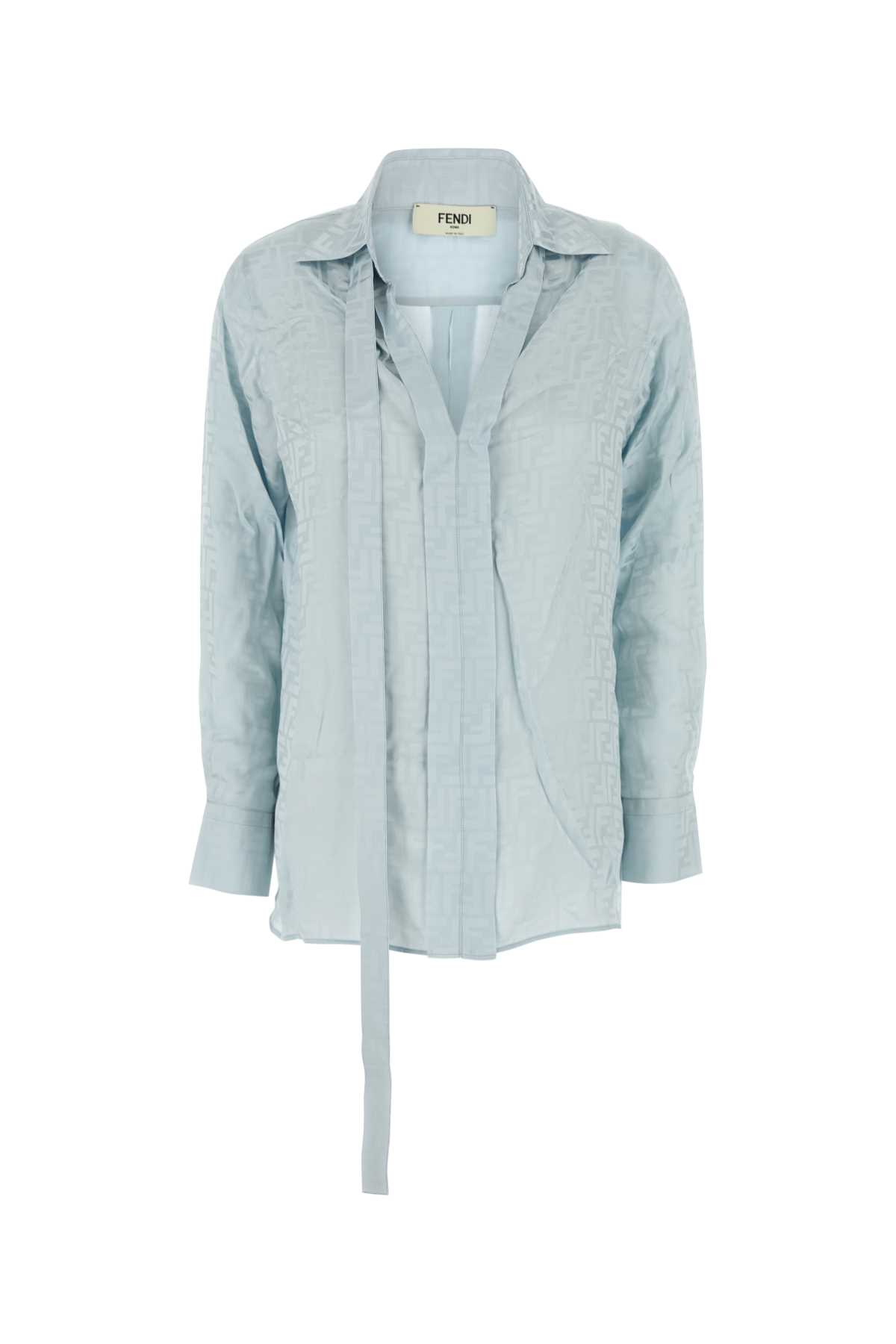 Shop Fendi Powder Blue Silk Shirt In Paleblue