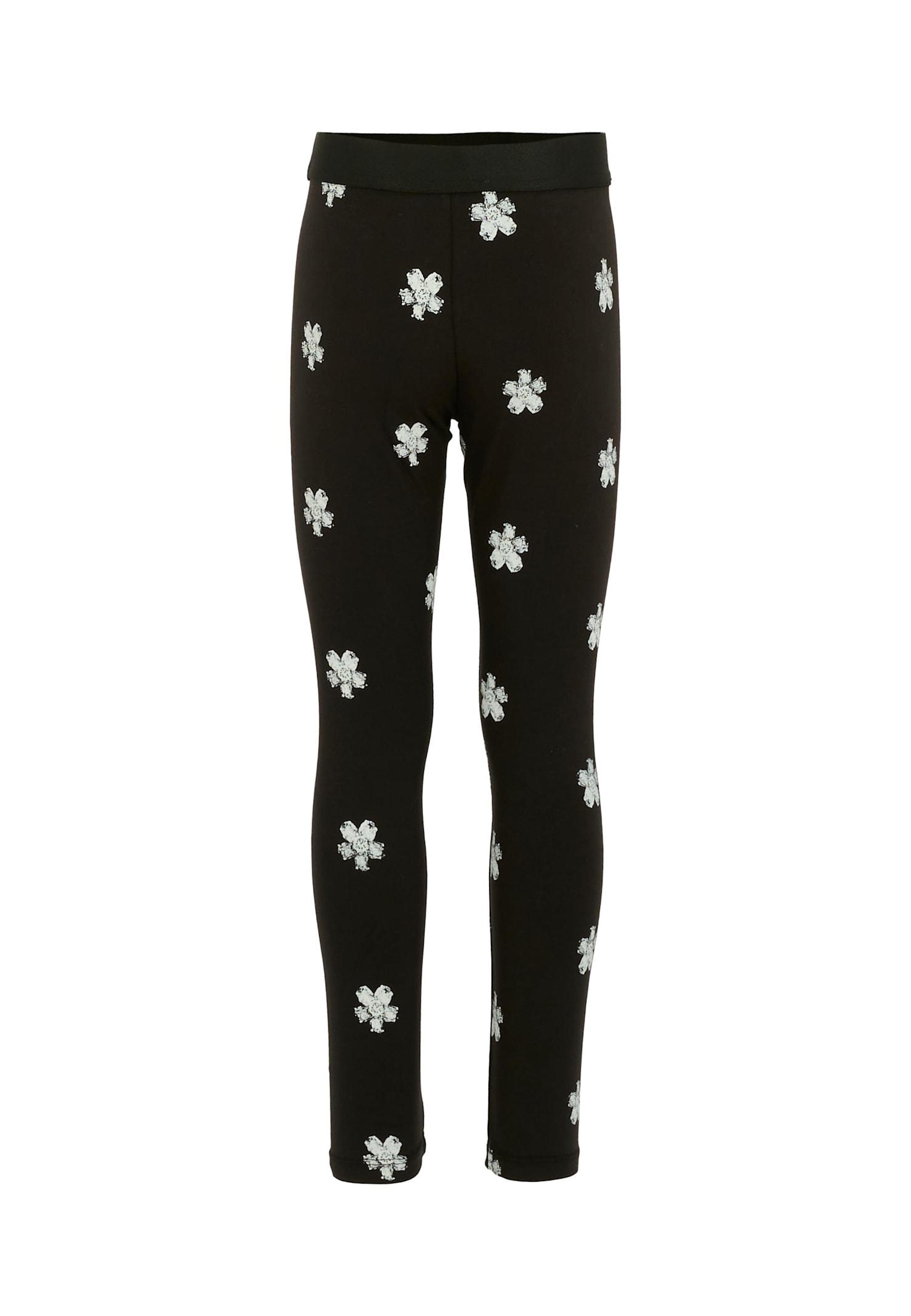 Marc Jacobs Kids' Black Leggings For Girl With Flowers
