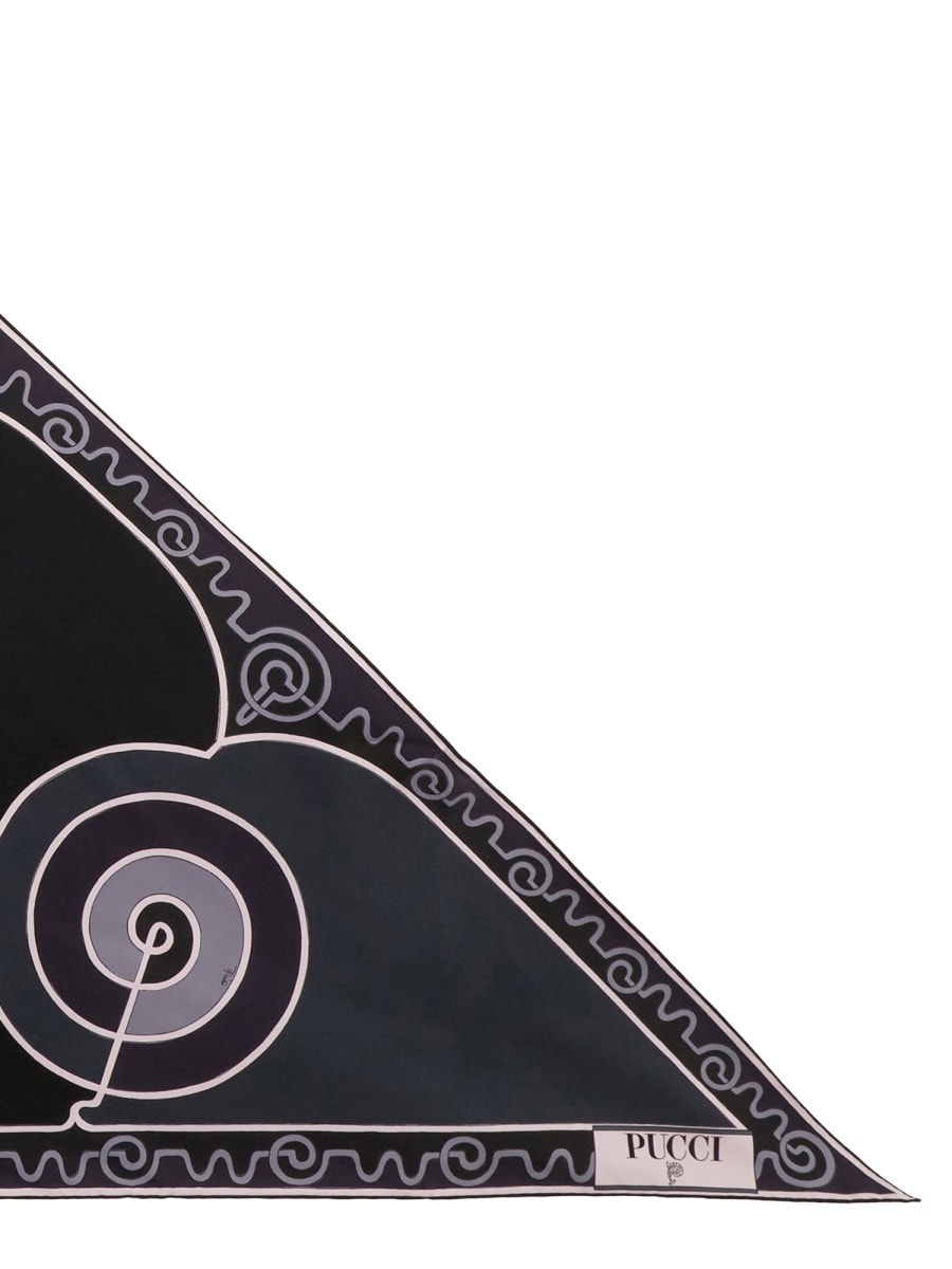 Pucci Triangle Scarf Abstract Pattern Design In Black