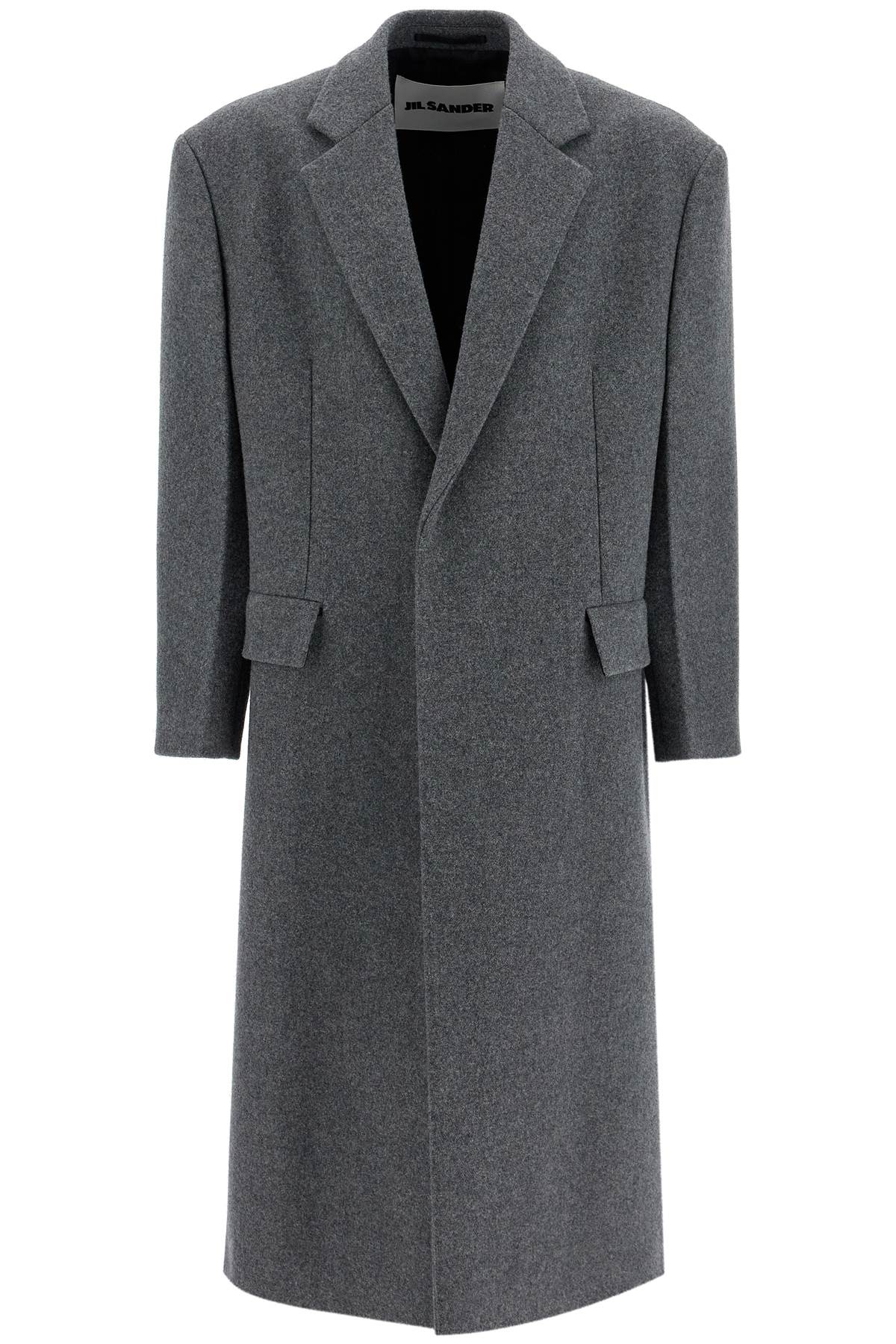 Shop Jil Sander Long Felted Wool Coat In Pebble (grey)