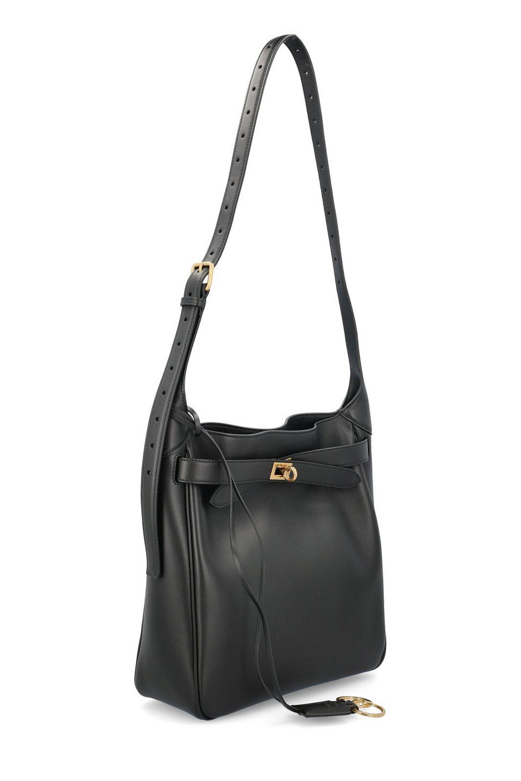 Balenciaga Small Bel Air Leather Hobo Bag In 1000 Black
