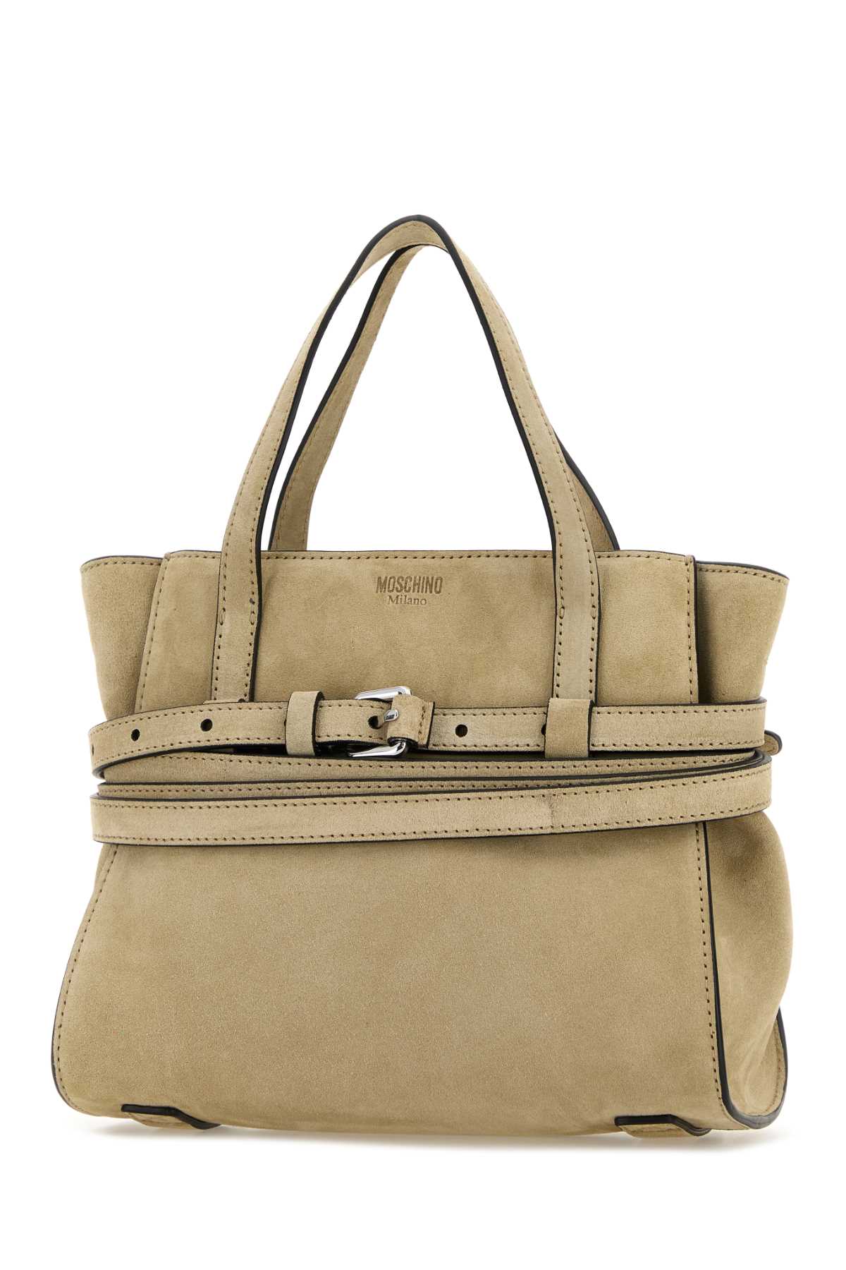Moschino Structured Handbag Featuring Buckle Detail In Brown