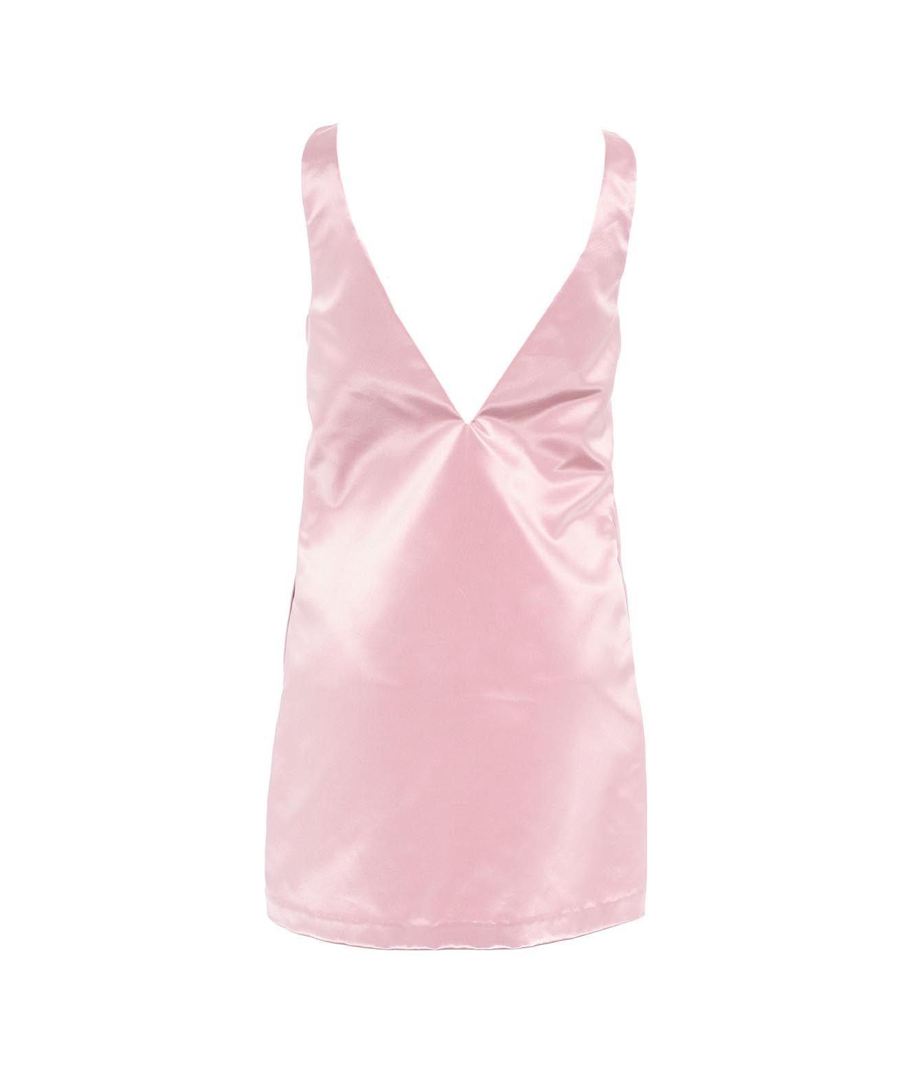 Shop Staud V-neck Satin Mini Dress In Pink
