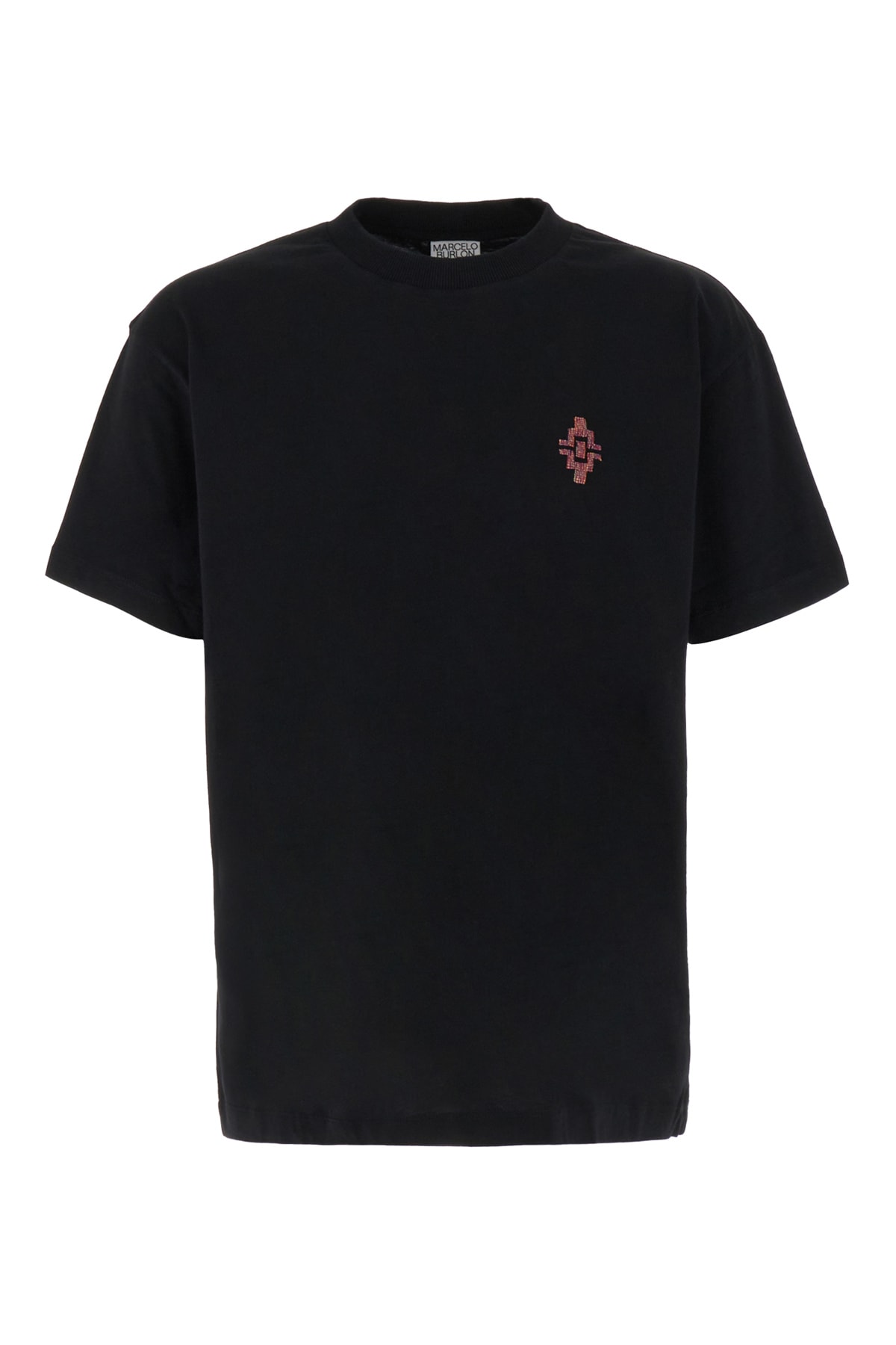 MARCELO BURLON COUNTY OF MILAN BLACK STRETCH COTTON T-SHIRT 