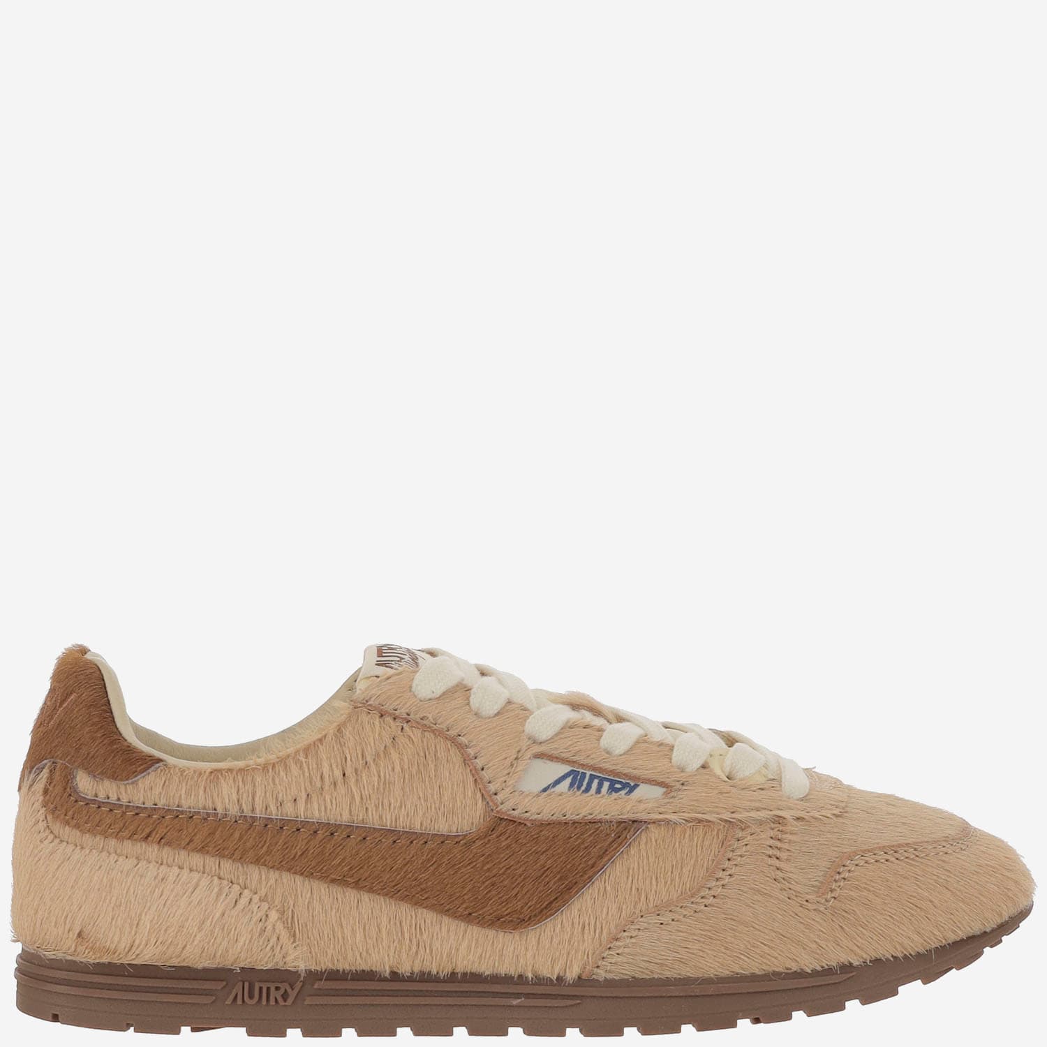 Autry Textured Brown Sneakers With Contrasting Swoosh In Brown