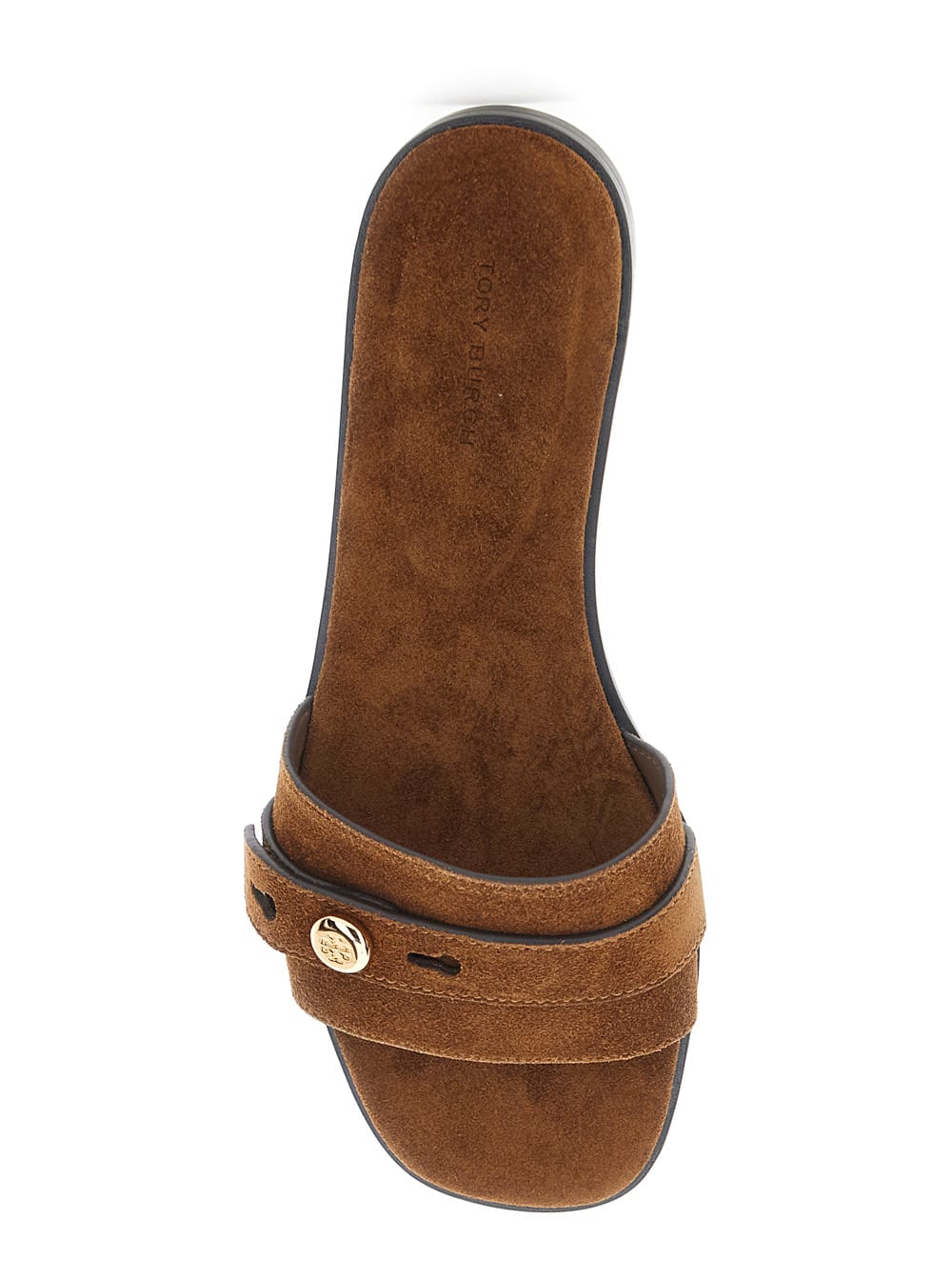 Tory Burch Romy Strap Button Slide In Brown